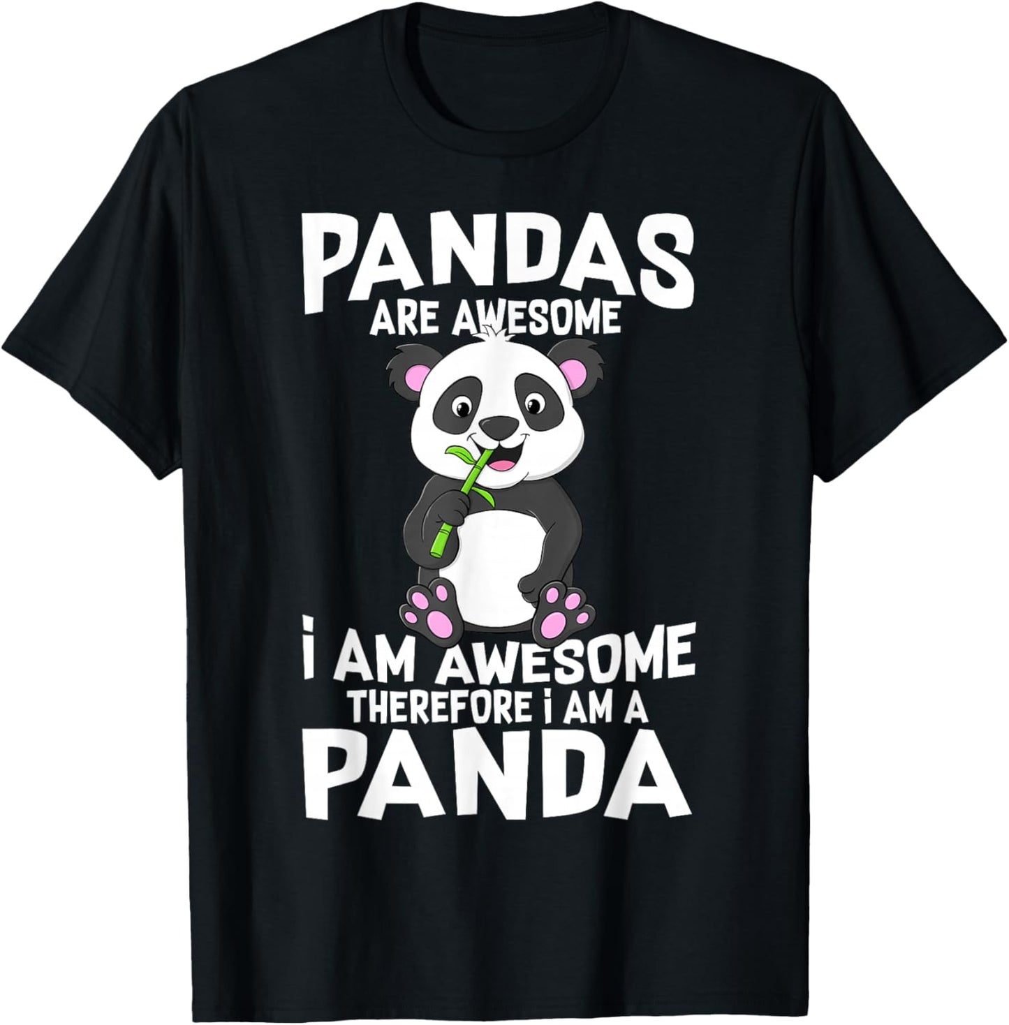 Pandas are Awesome Funny Cute Panda Lover Gift Boys Girls T-Shirt - T-Shirt | Black