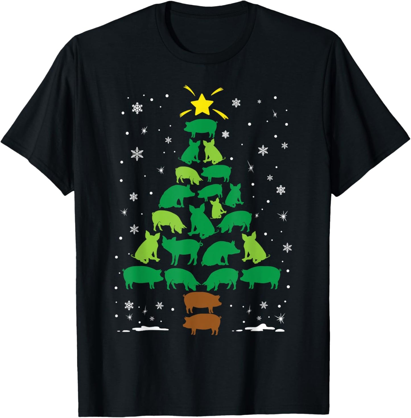 Pig Lovers Pet Farmer Holiday Family Matching Christmas Tree T-Shirt - T-Shirt | Black