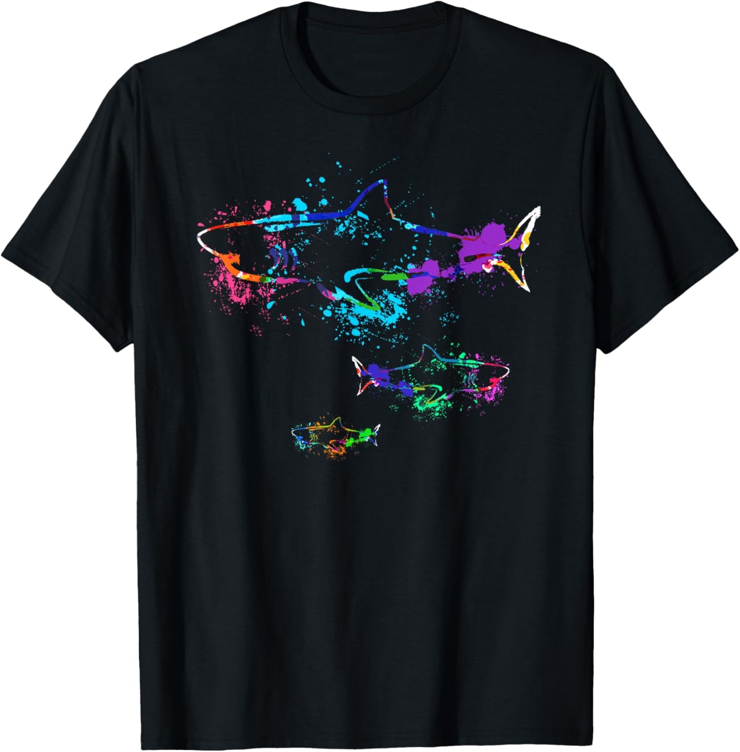 Vintage Shark Silhouette | Hammerhead Shark Tiger Shark T-Shirt - T-Shirt | Black