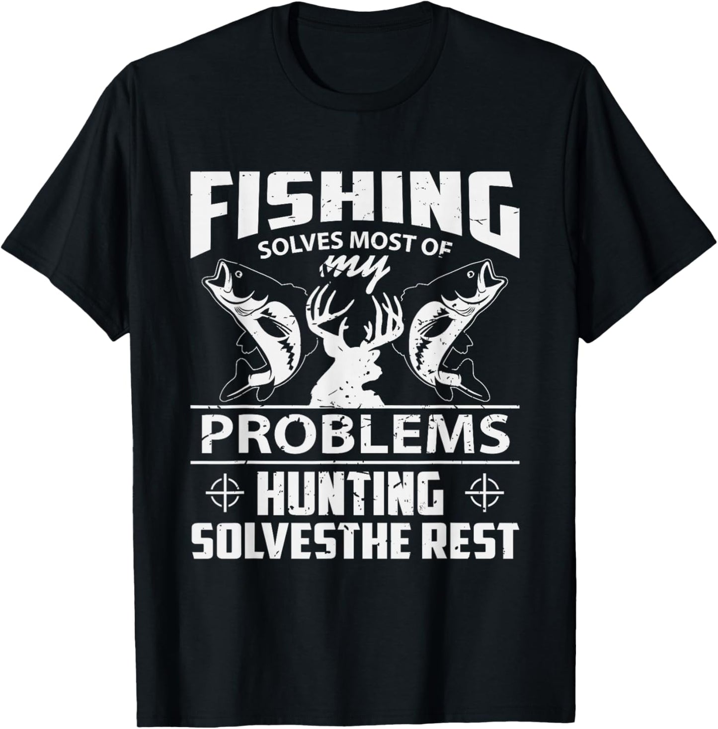Funny Fishing And Hunting Shirt Hunter T-Shirt - T-Shirt | Black