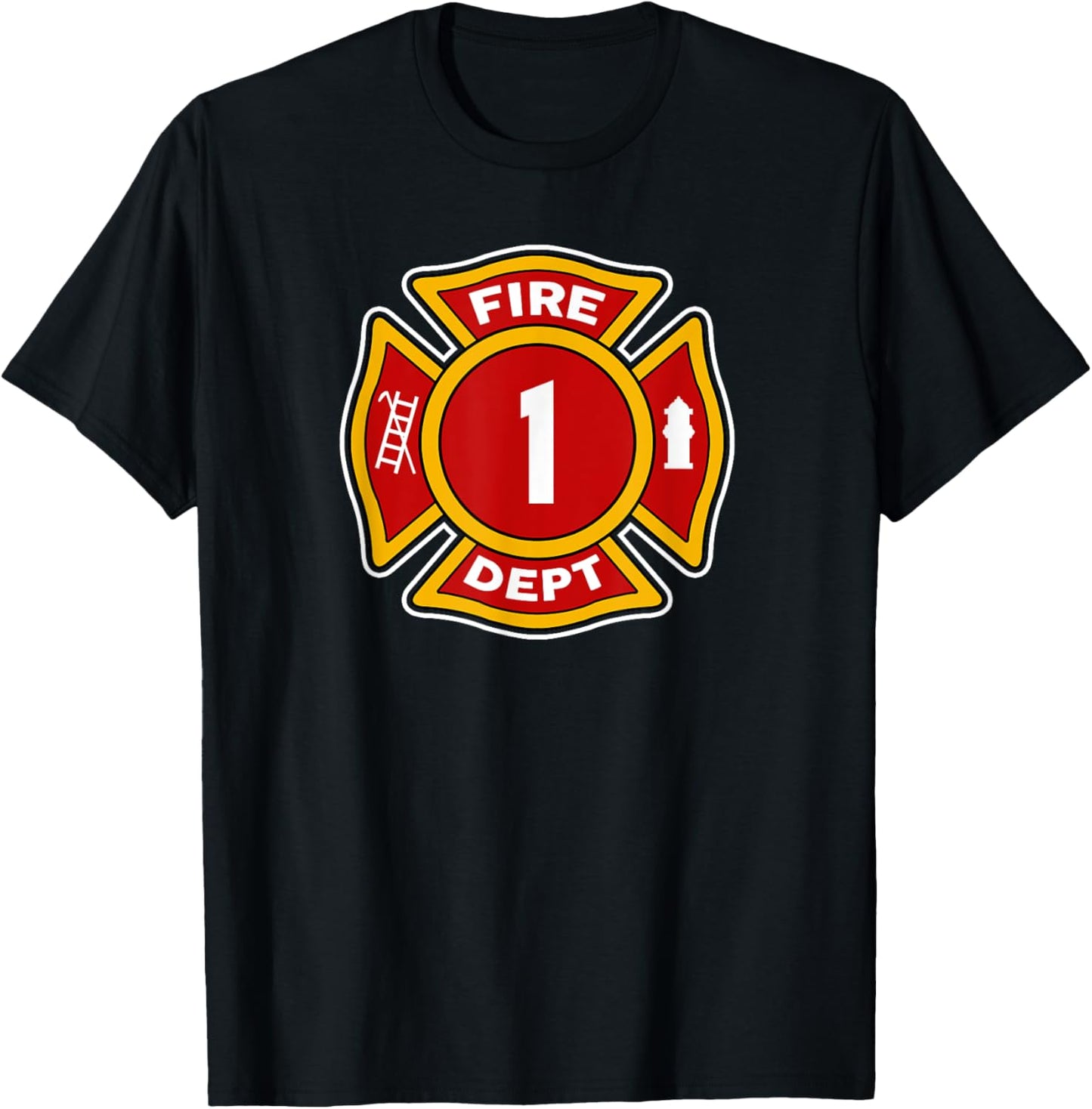 Fire 1 Dept Shirt | Firefighter Hero 1st Birthday Boys Gift T-Shirt - T-Shirt | Black