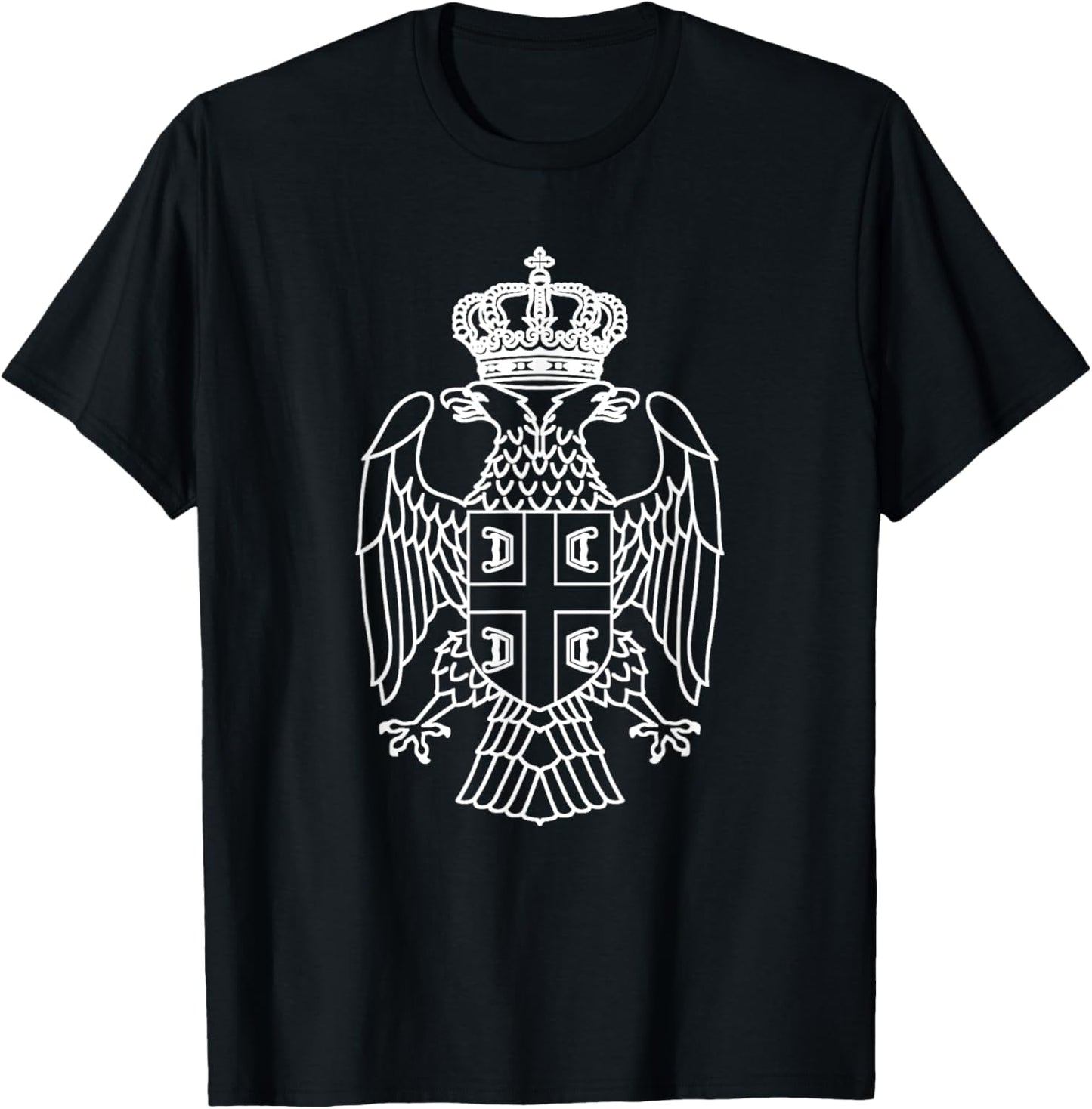 Serbia Srbija Serbian Eagle Srpski Grb white belo Trobojka T-Shirt - T-Shirt | Black