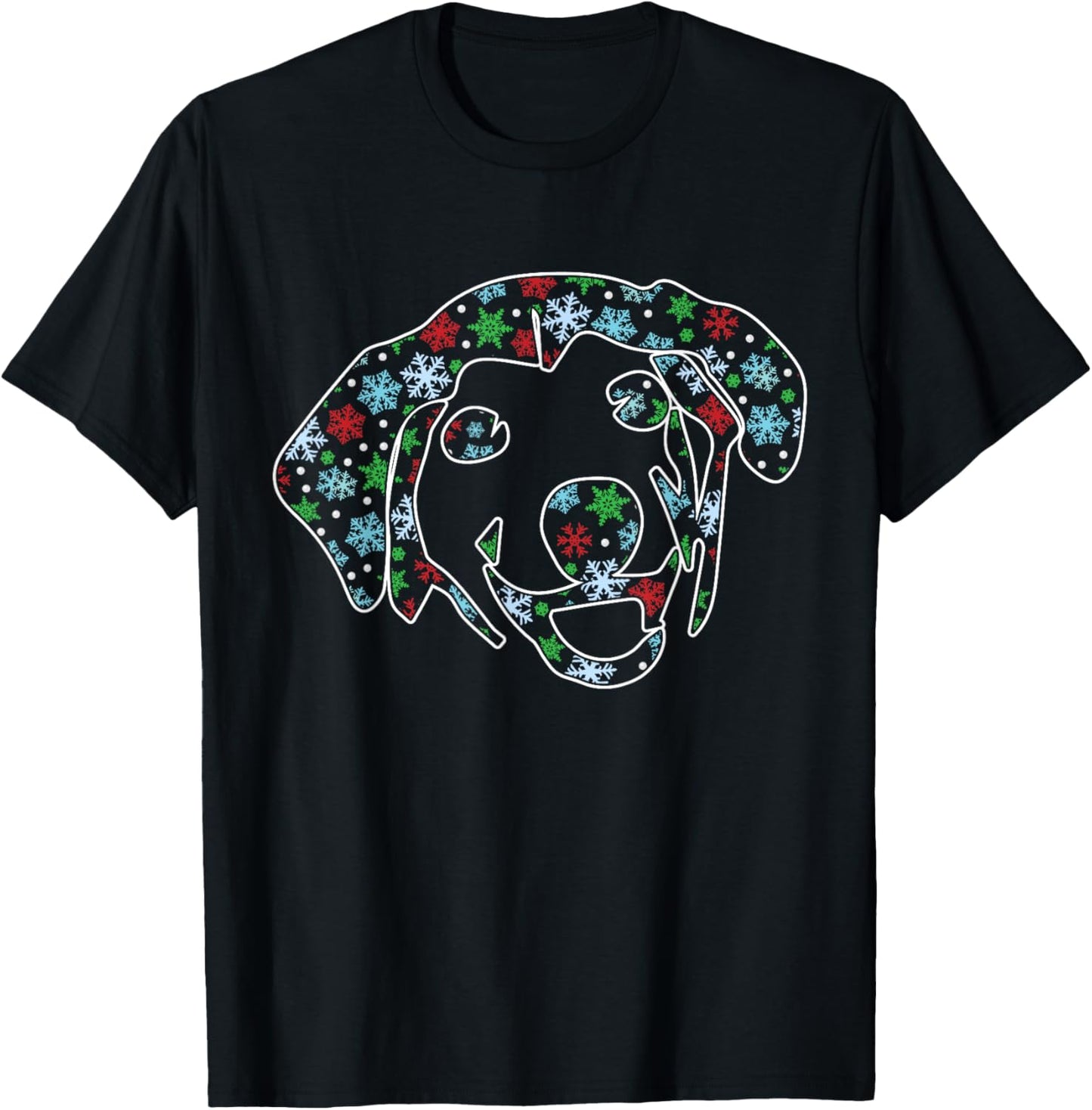 Dog Face Christmas Pattern Cute Puppy Pet Lover X-Mas Pajama T-Shirt - T-Shirt | Black
