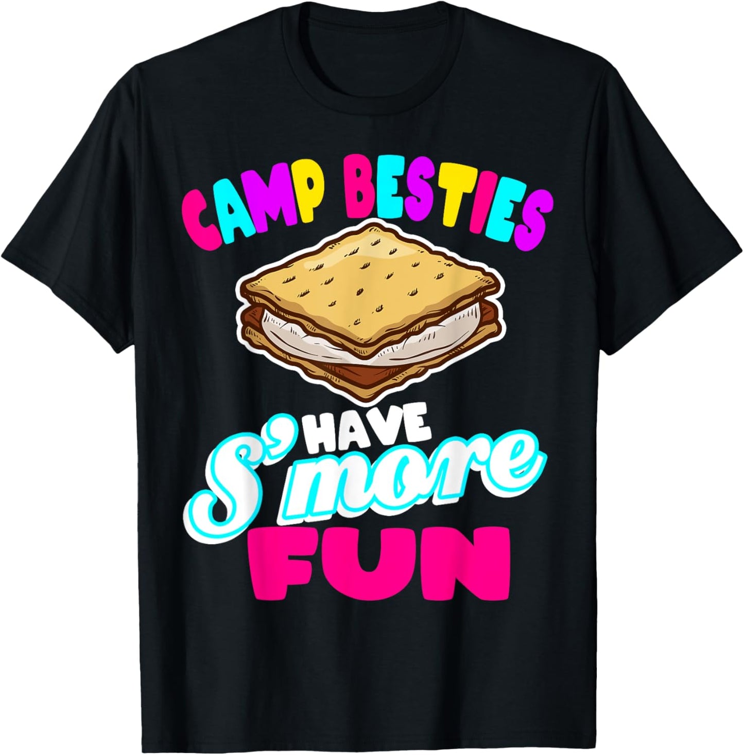 Camp Besties Best Friend Summer Camping Funny S'more Fun Men Women Kids T-Shirt - T-Shirt | Black