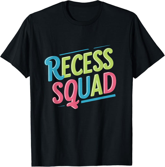Recess Crew Squad Teachers Students Monitor Back to School T-Shirt - T-Shirt | Black
