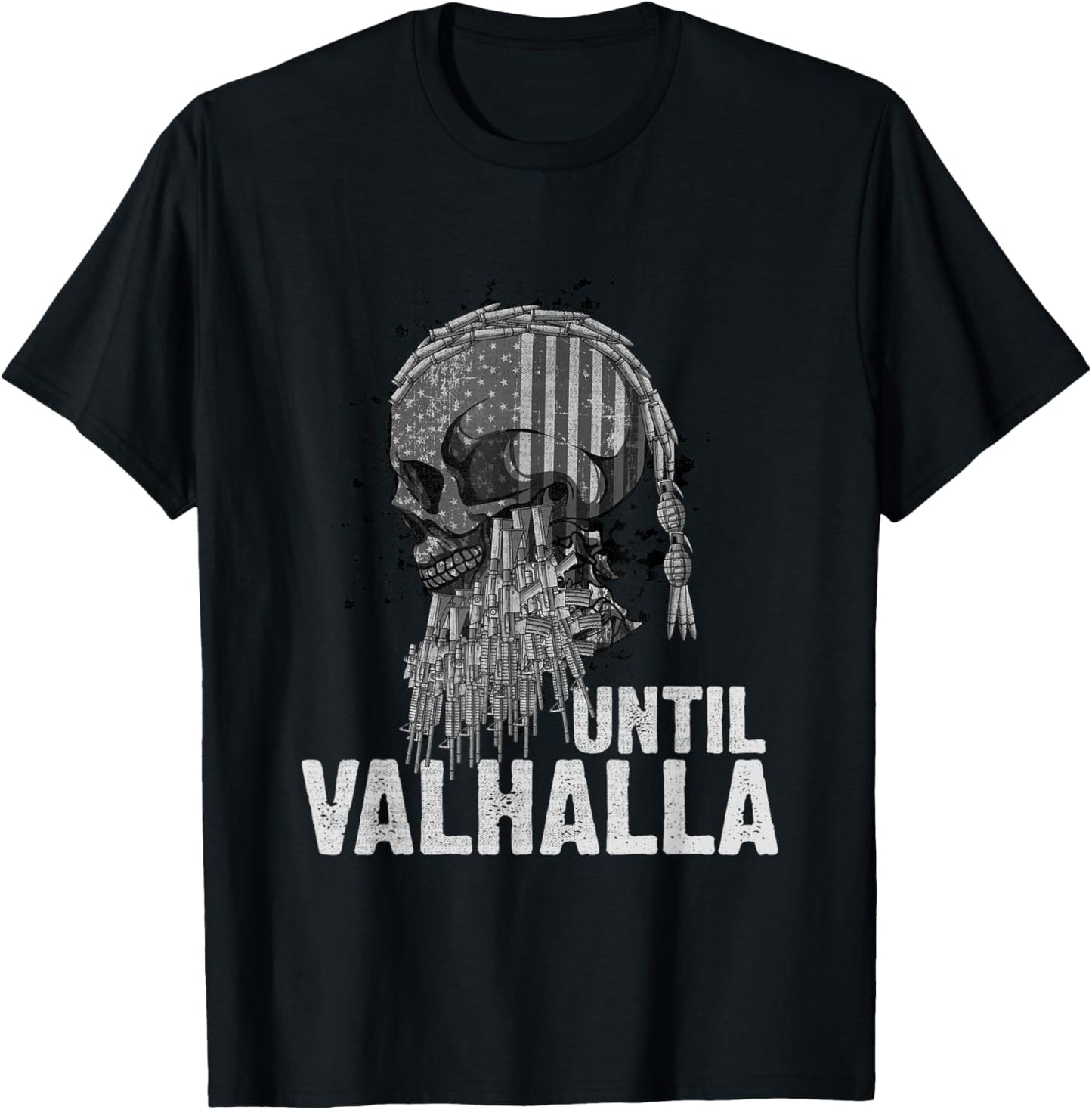 Until Valhalla Viking US Flag Vintage Shirt-Til Valhalla Men T-Shirt - T-Shirt | Black