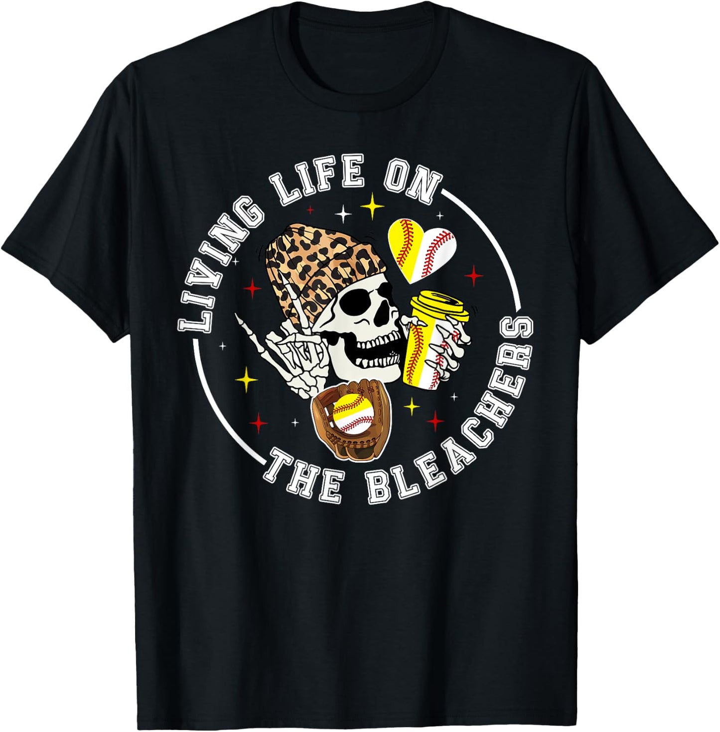 Living Life On The Bleachers Baseball Softball Mom T-Shirt - T-Shirt | Black