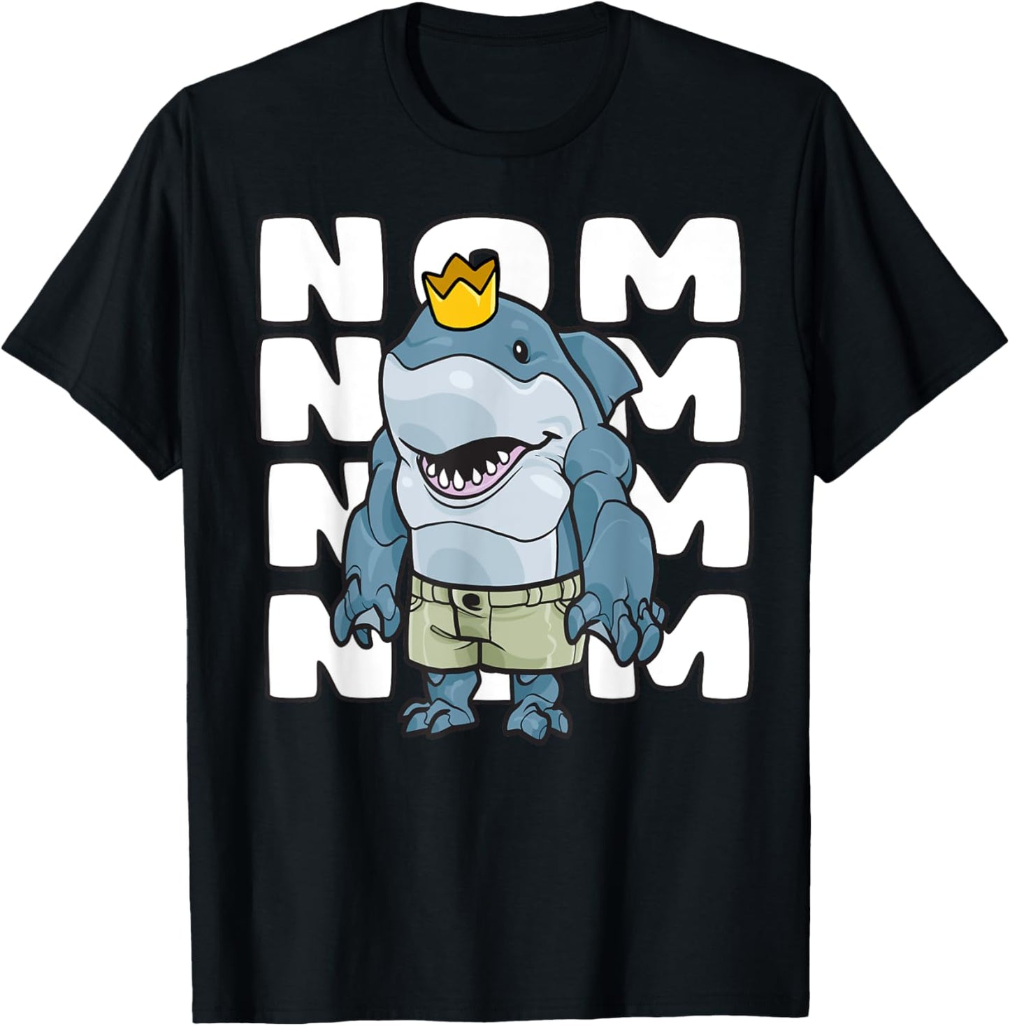 King of the Ocean Hungry Shark Baby Nom Nom Summer Camp Crew Men Women Kids T-Shirt - T-Shirt | Black