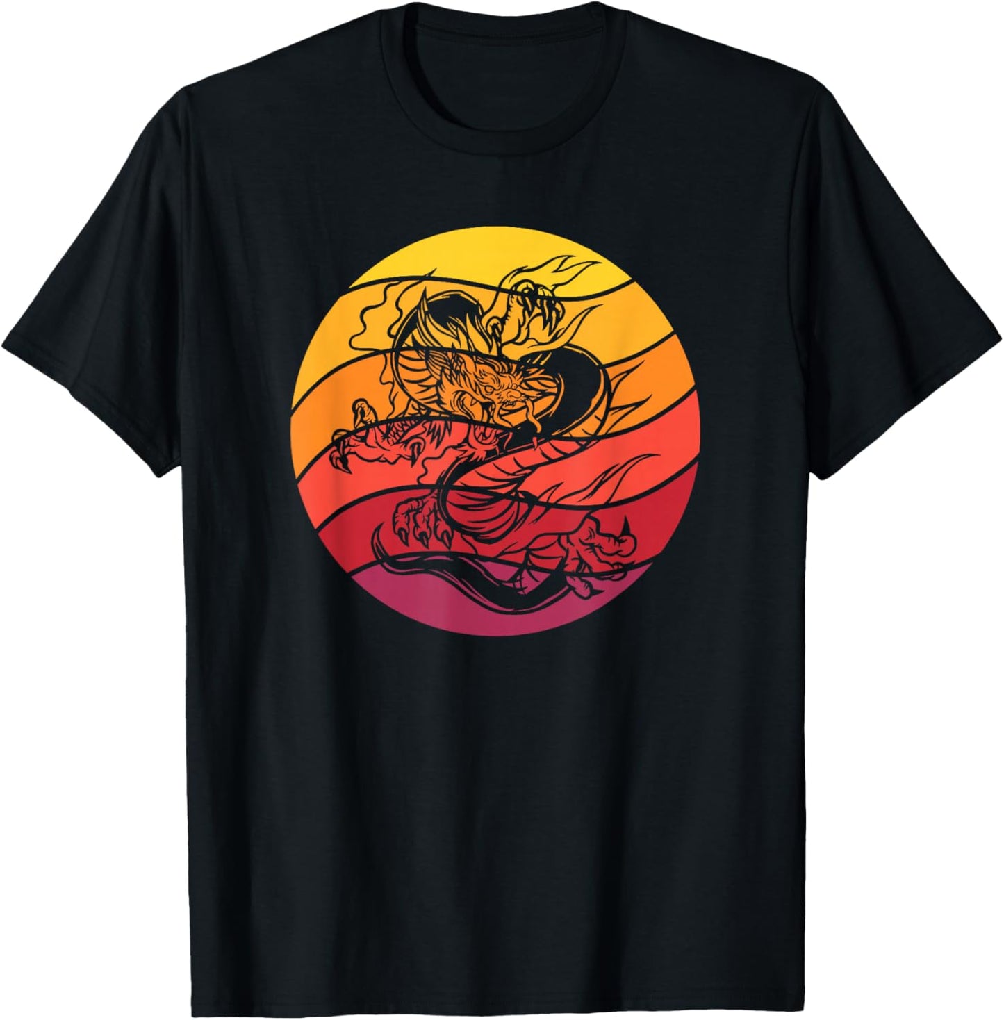 Dragon Retro Style Vintage T-Shirt - T-Shirt | Black
