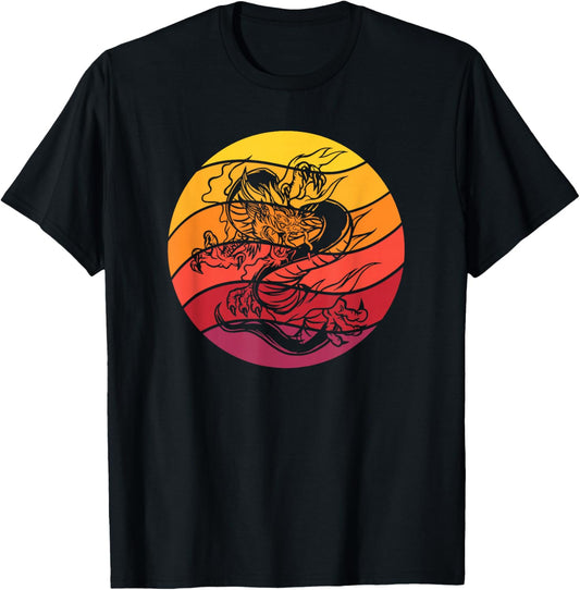 Dragon Retro Style Vintage T-Shirt - T-Shirt | Black