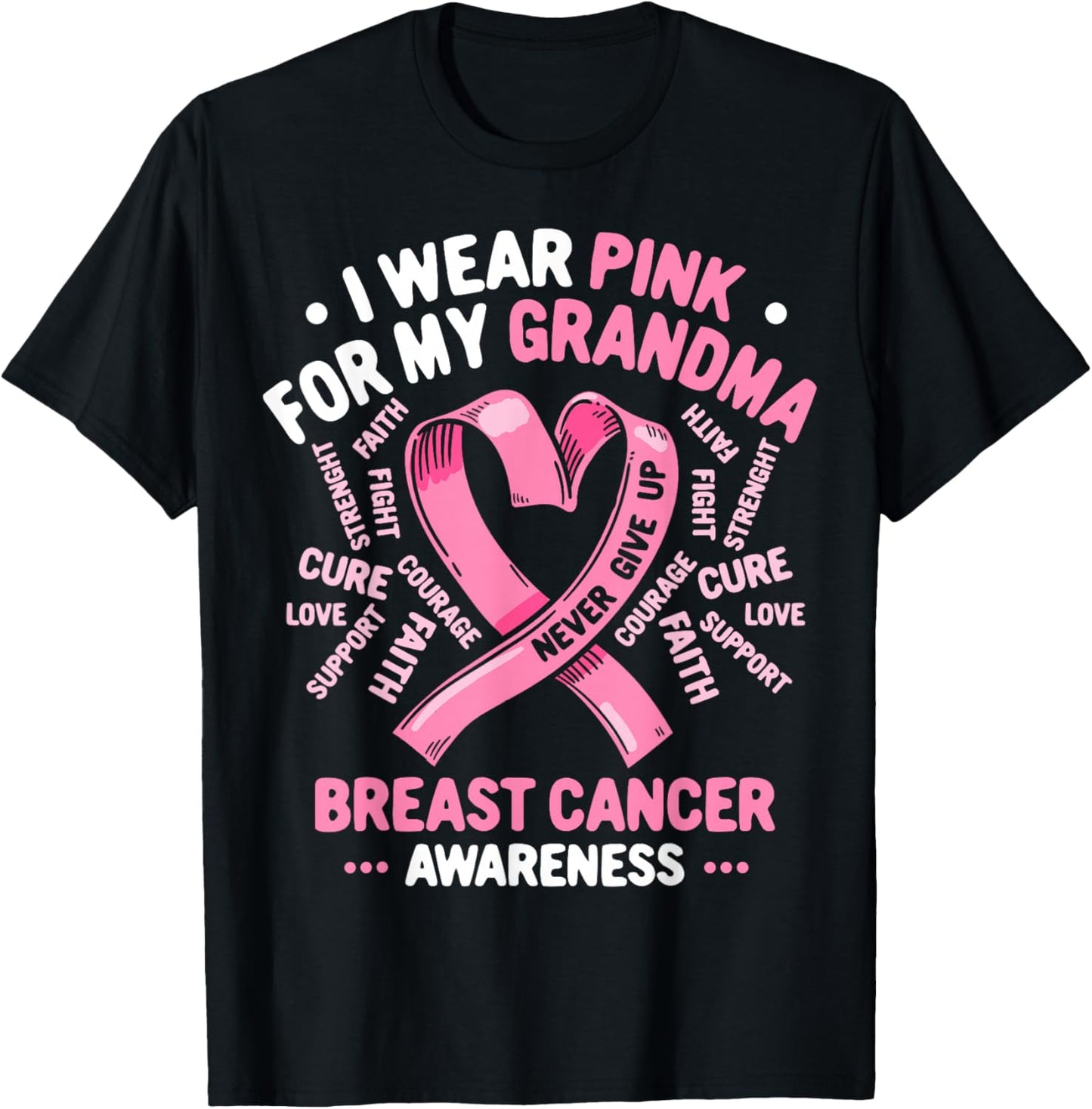 I Wear Pink For My Grandma Breast Cancer Awareness Month T-Shirt - T-Shirt | Black