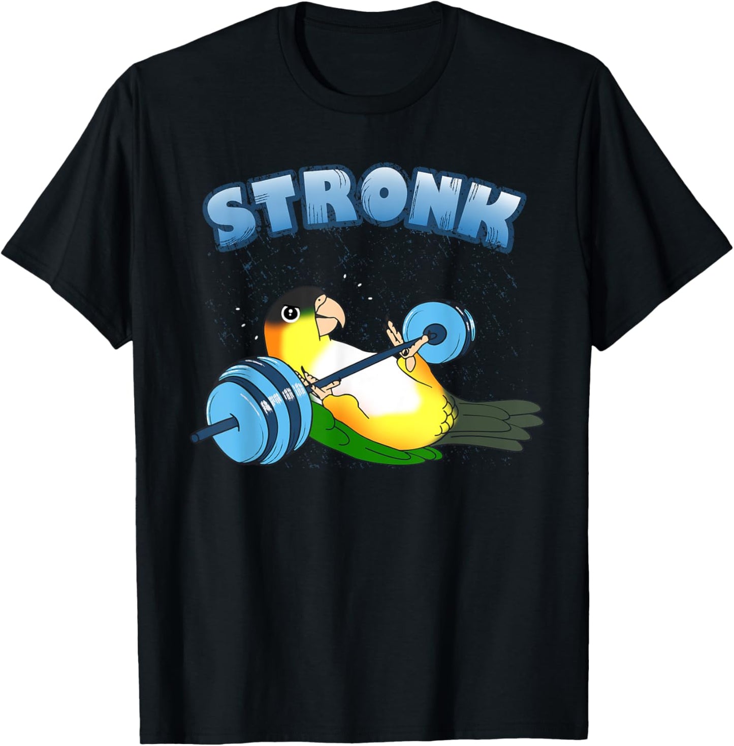 Stronk Parrot Gym workout Black headed Caique Birb memes T-Shirt - T-Shirt | Black