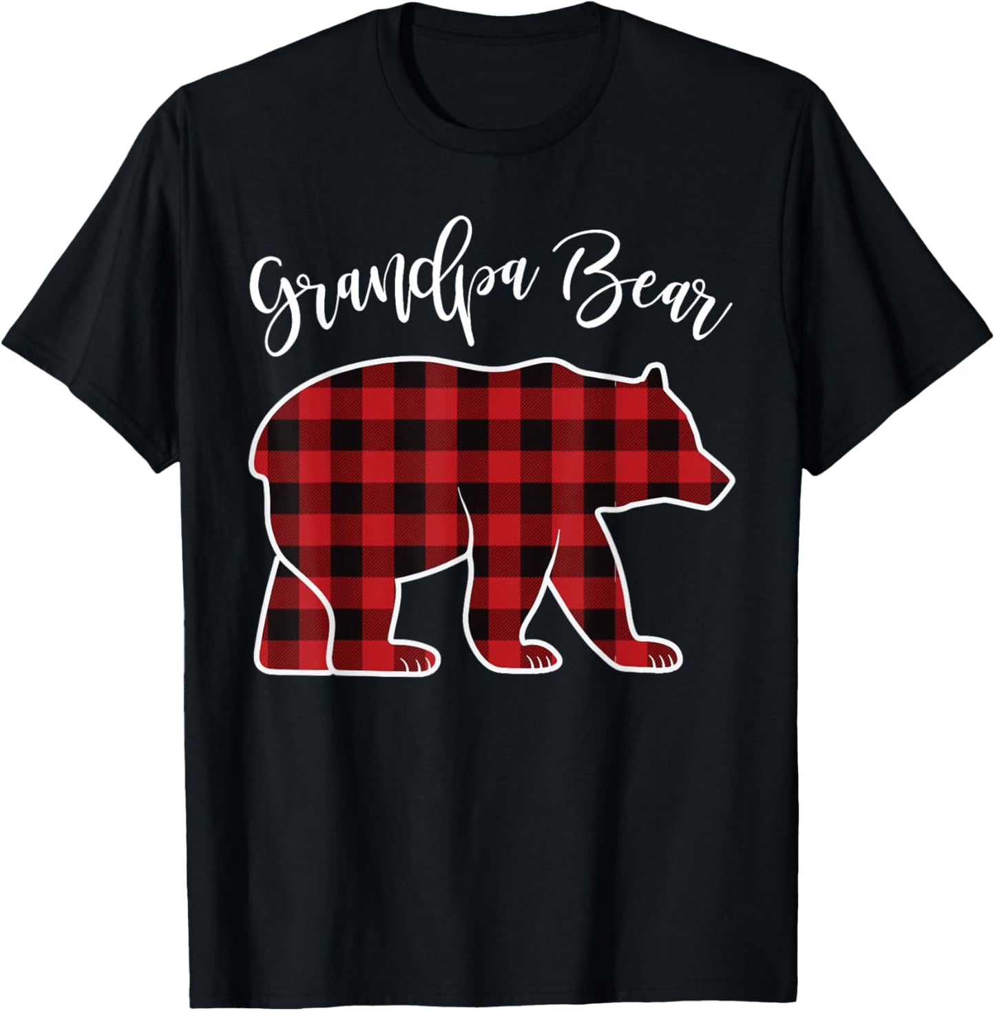 Grandpa Bear Pajama Red Buffalo Xmas Funny Family Christmas T-Shirt - T-Shirt | Black
