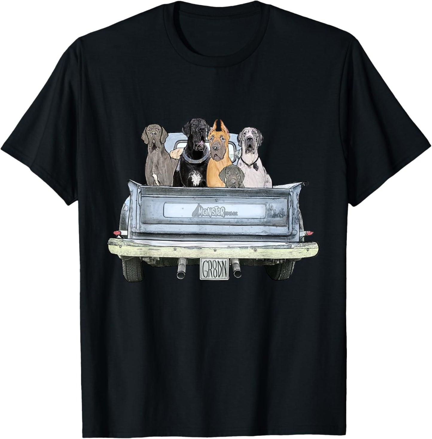 Great Dane Squad Pickup Truck Top - Large Dog Dad T-Shirt - T-Shirt | Black