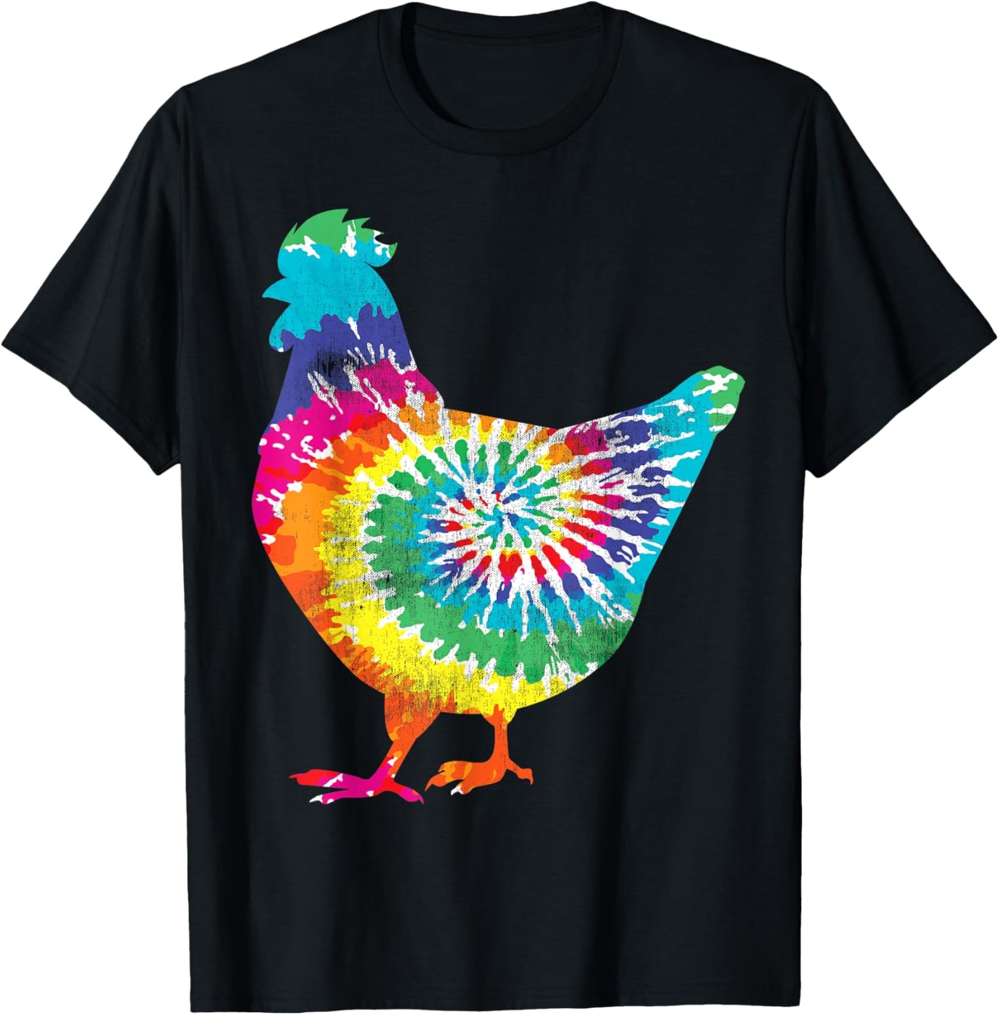Tie Dye Chicken For Hippy Farmer Hobby Farm T-Shirt - T-Shirt | Black