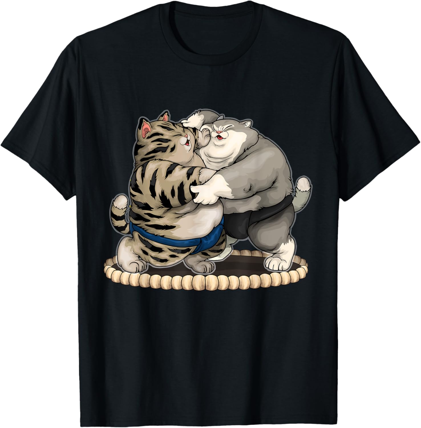 Funny Fat Sumo Wrestler Cats T-Shirt - T-Shirt | Black