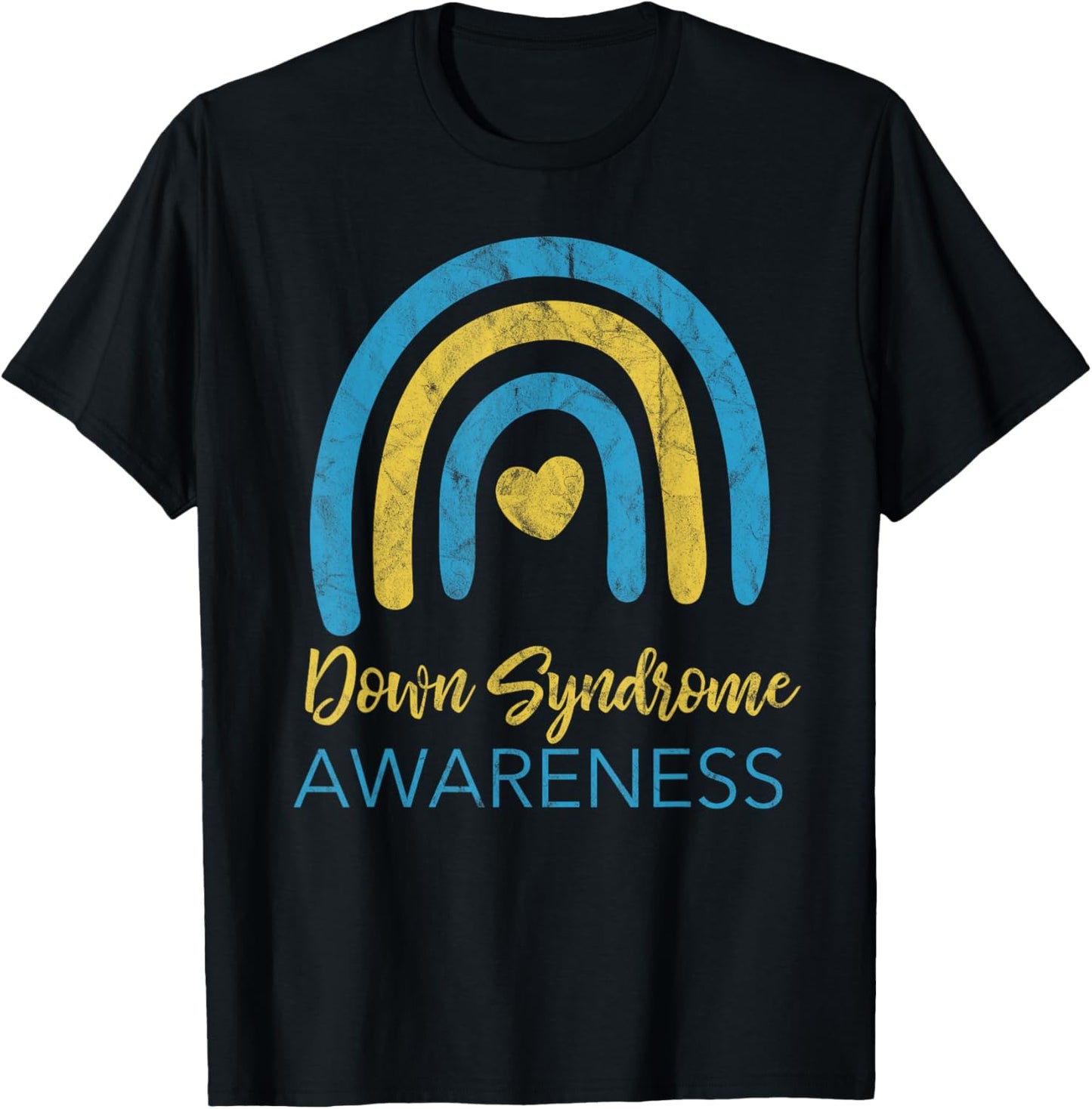 National Down Syndrome Awareness Month Retro Rainbow T21 T-Shirt - T-Shirt | Black