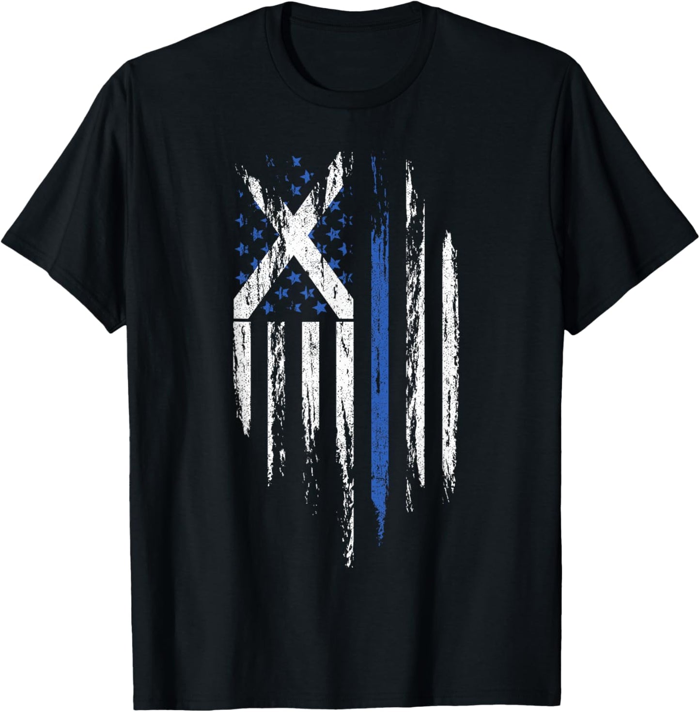 Scottish American Flag Combo Scotland USA Saltire Gift T-Shirt - T-Shirt | Black
