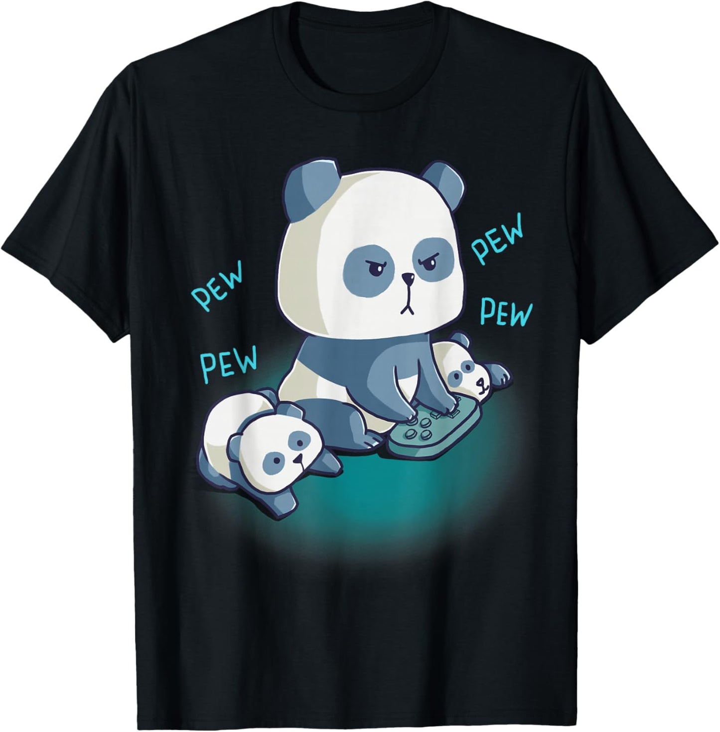 Gamer Parents Dad Mum Child Panda Bear Video Gaming Nerd T-Shirt - T-Shirt | Black