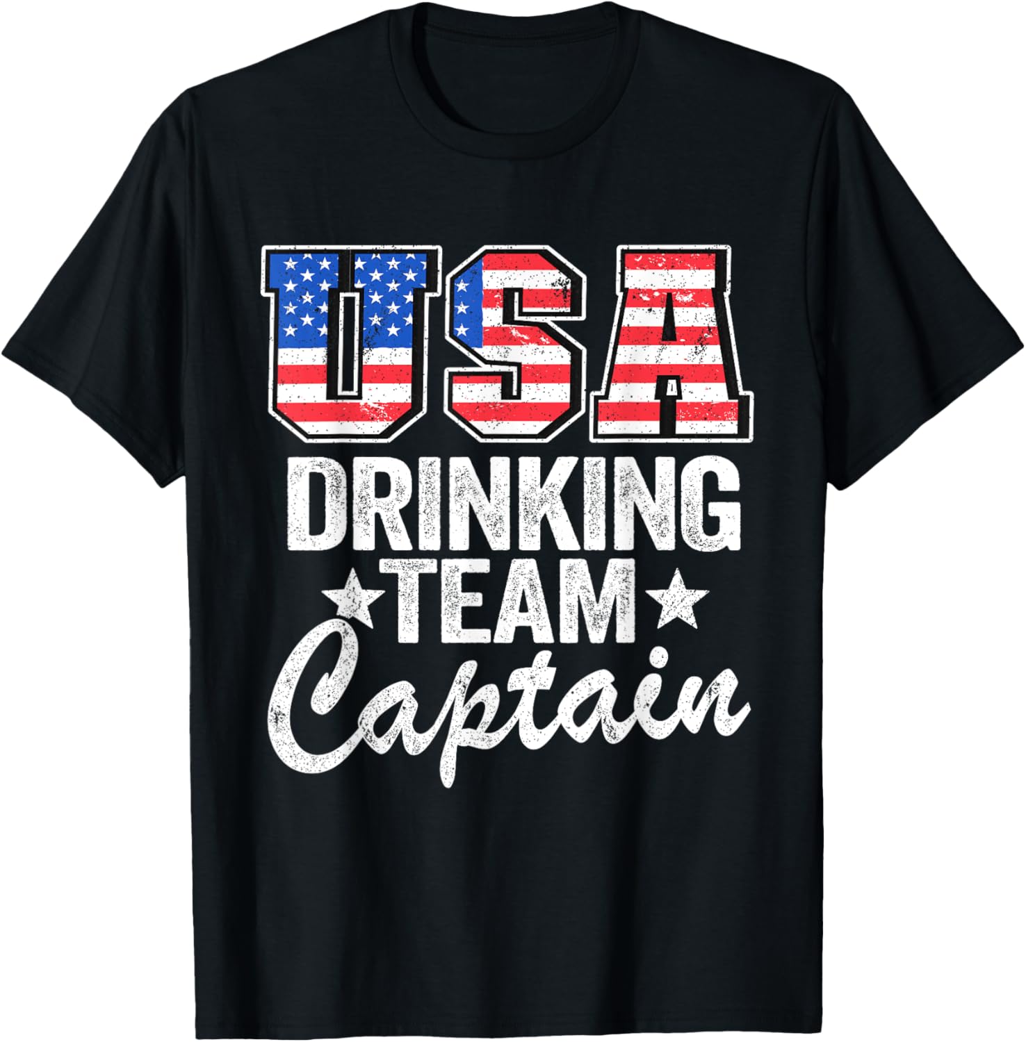 USA Drinking Team Captain American Flag 4th Of July Beer T-Shirt - T-Shirt | Black