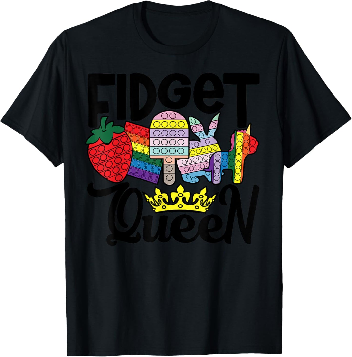 Fidget Queen Pop It for Girls T-Shirt - T-Shirt | Black