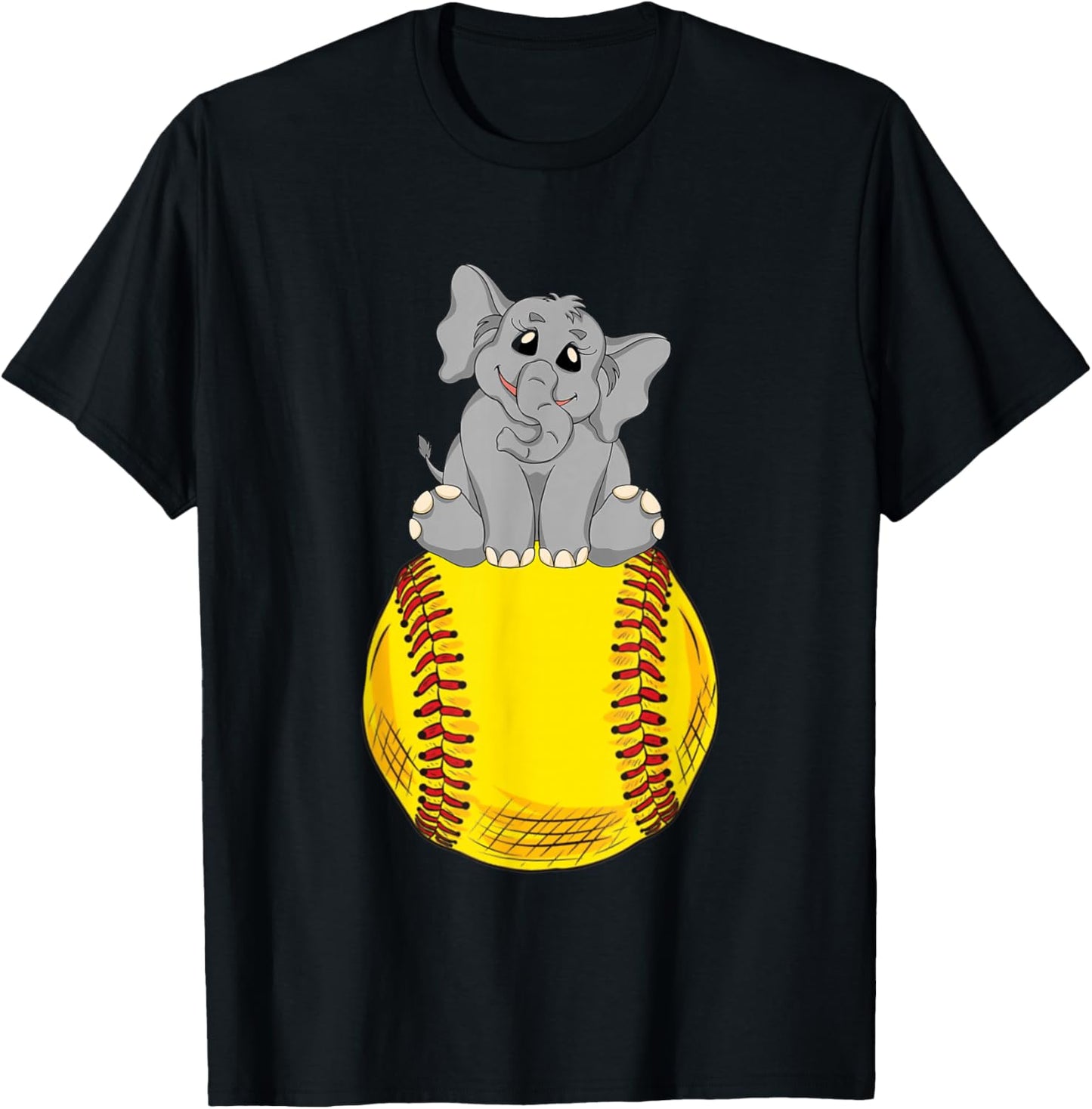 Fastpitch Elephant Funny Softball T-Shirt - T-Shirt | Black