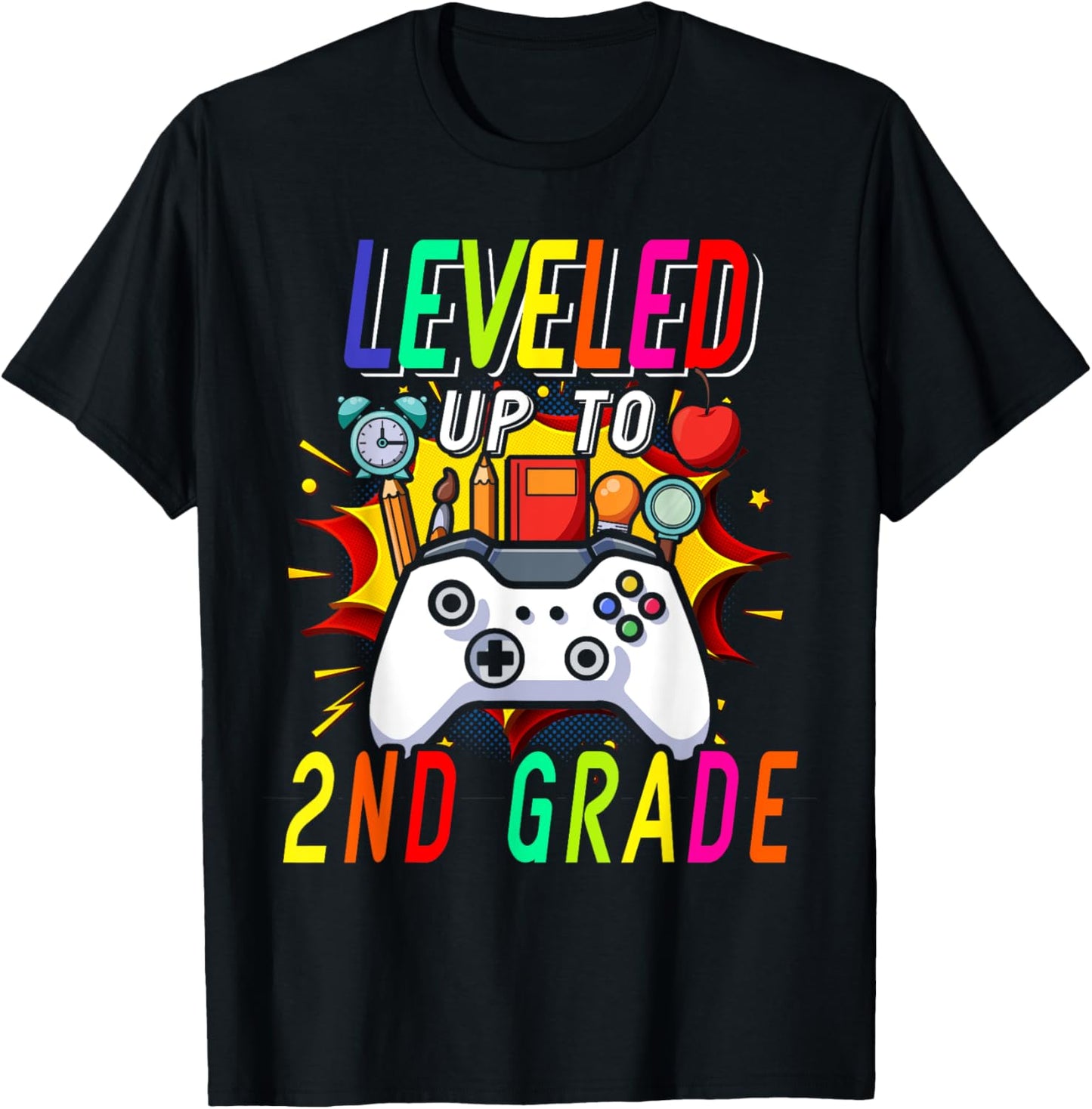 Welcome Back To School Funny Leveled Up To Second Grade T-Shirt - T-Shirt | Black