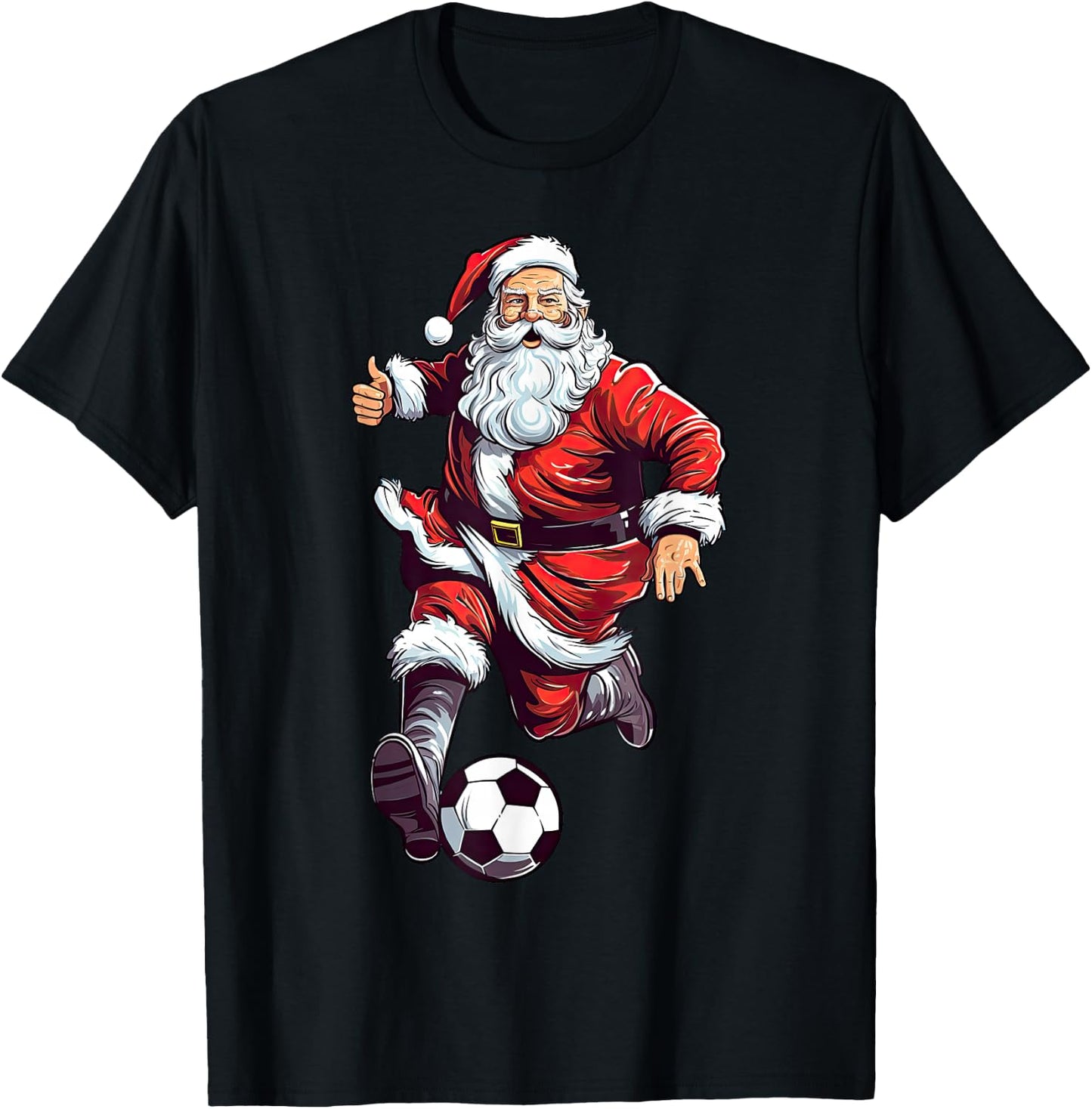 Santa Claus Playing Soccer Ball Soccer Player Christmas Xmas T-Shirt - T-Shirt | Black