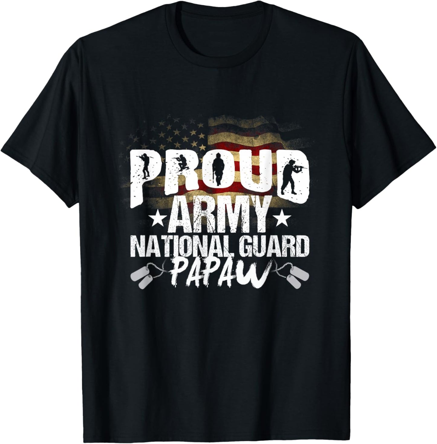 Proud Army National Guard Papaw Veteran On 4th July T-Shirt - T-Shirt | Black
