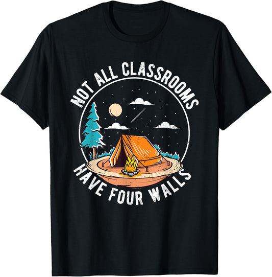 Camping Camper Not All Classrooms Have Four Walls Grunge T-Shirt - T-Shirt | Black