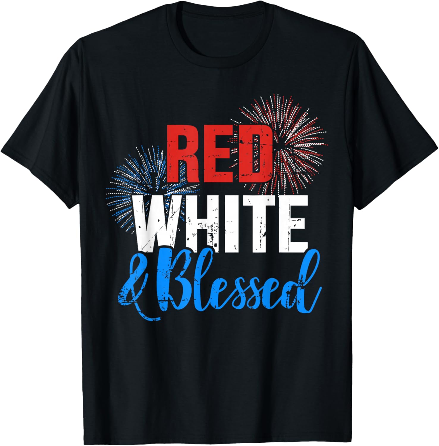 Red white blessed for Independence day on 4th of July Women Men T-Shirt - T-Shirt | Black