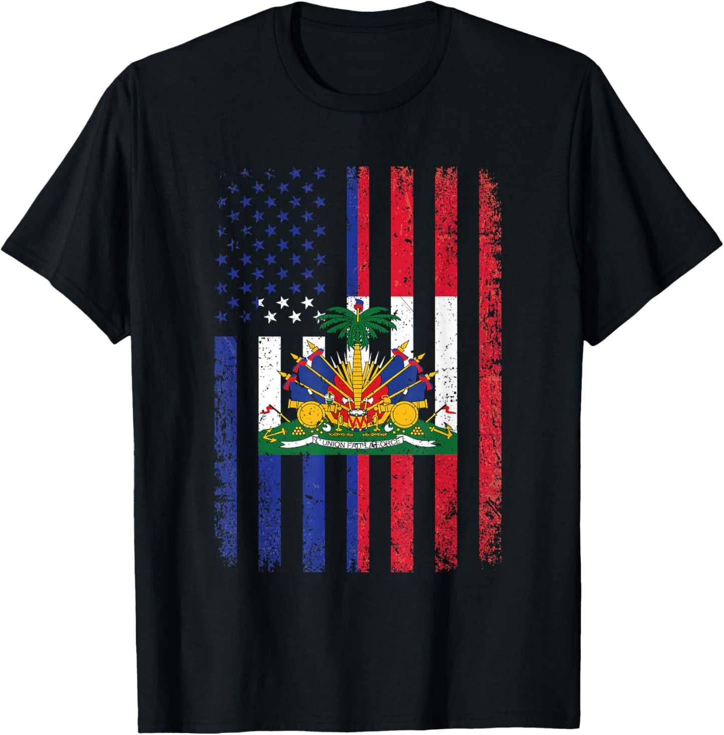 Haiti USA Flag Shirt 4th of July American Haitian Flag T-Shirt - T-Shirt | Black