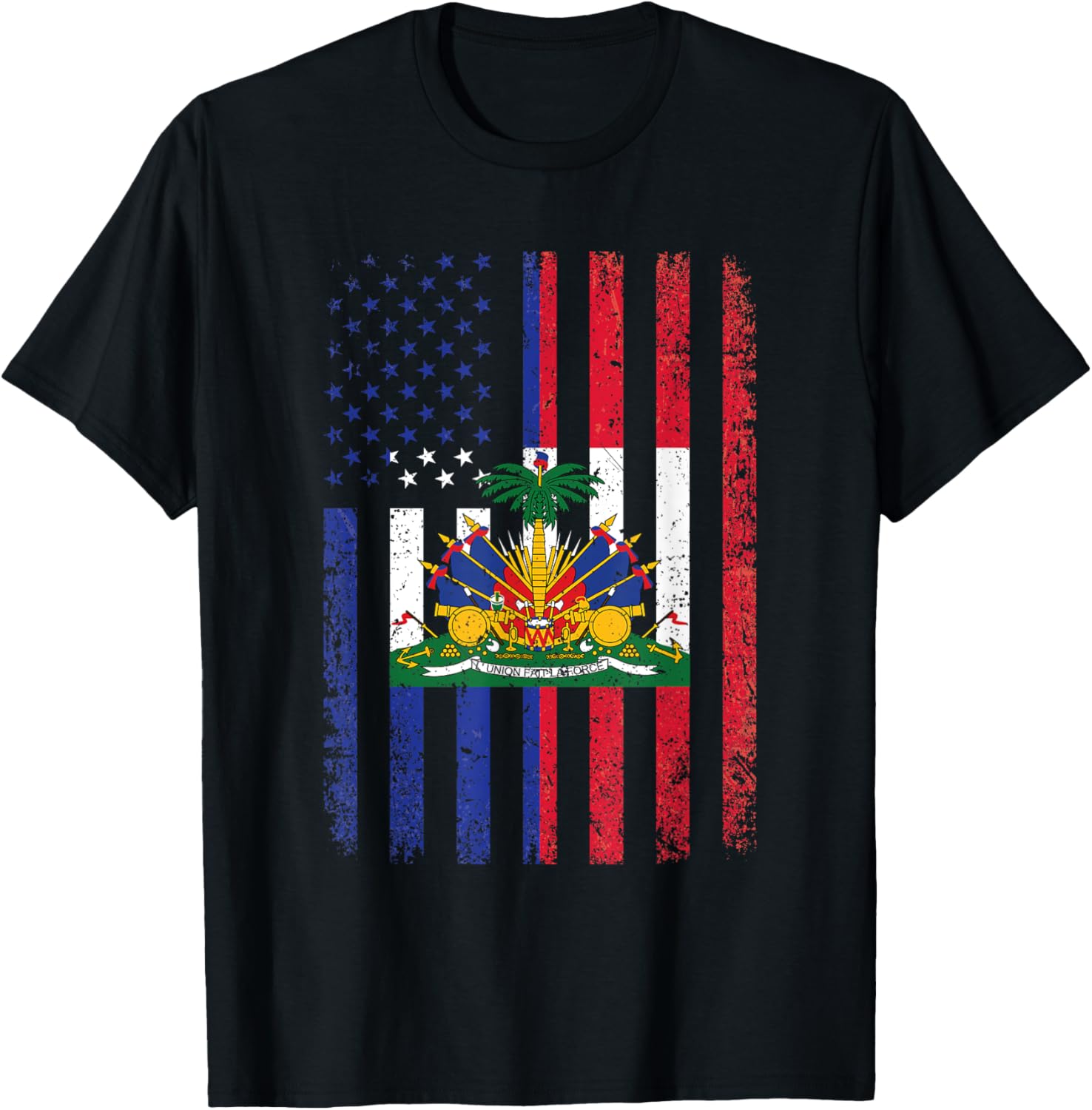 Haiti USA Flag Shirt 4th of July American Haitian Flag T-Shirt - T-Shirt | Black