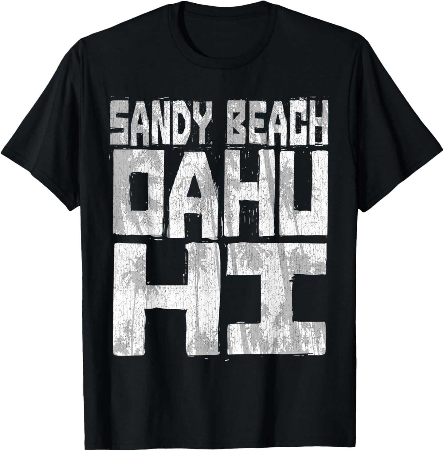 SANDY BEACH OAHU HI - Chunk Block Palms T-Shirt - T-Shirt | Black