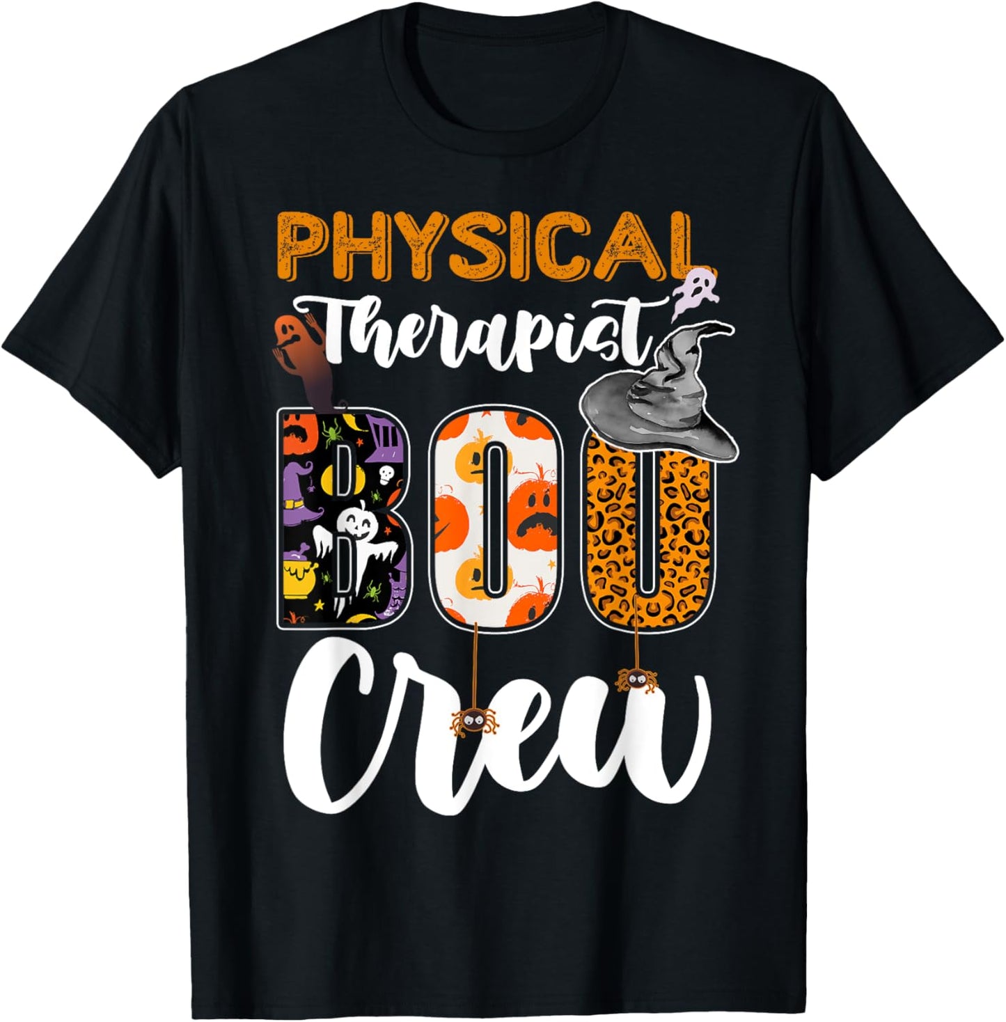 Physical Therapist Boo Crew Ghost Therapy Halloween Matching T-Shirt - T-Shirt | Black