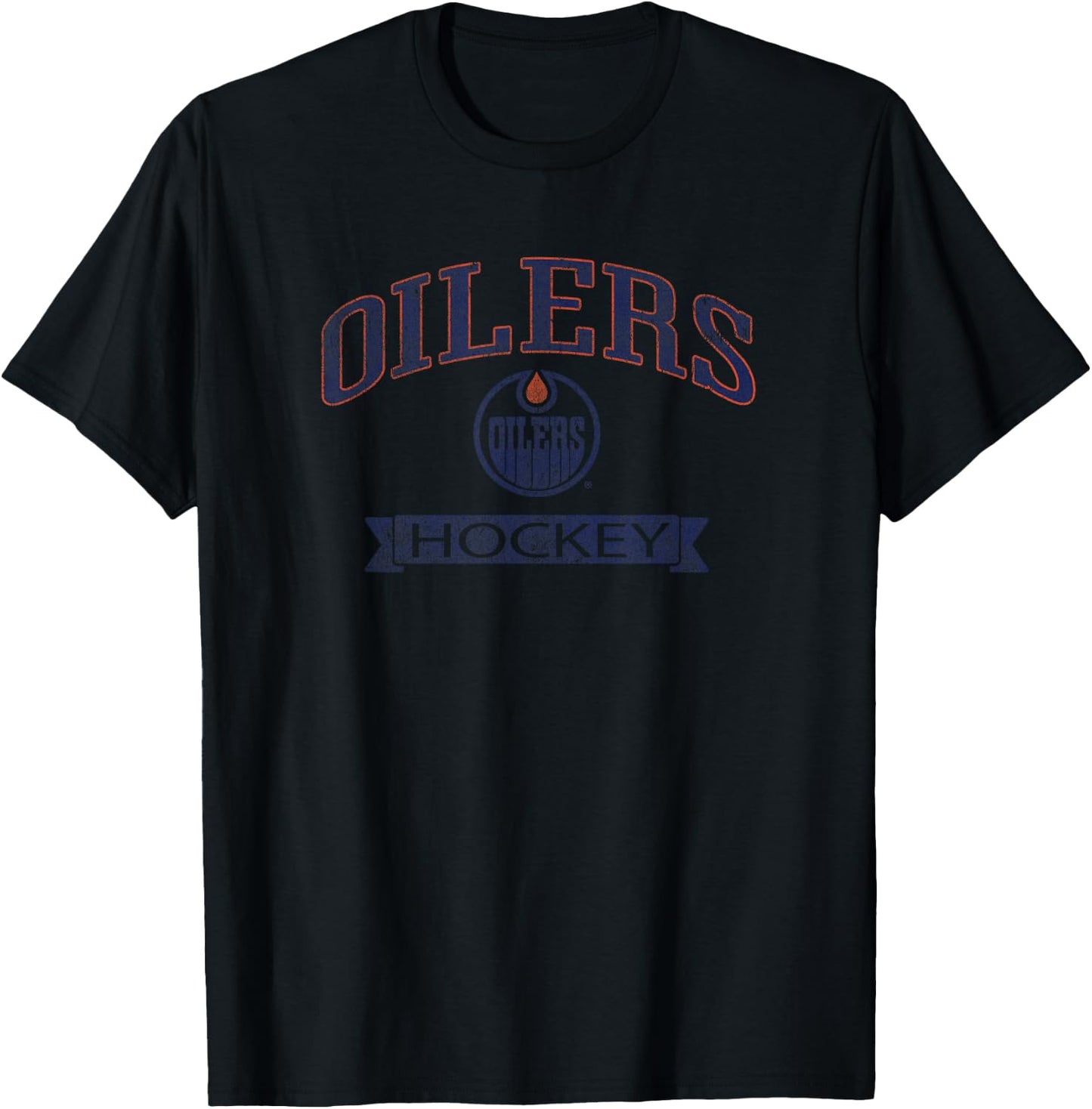 Edmonton Oilers Vintage Hockey White Officially Licensed T-Shirt - T-Shirt | Black