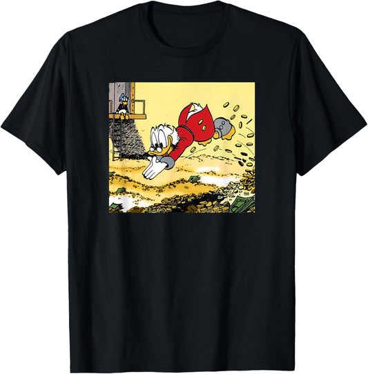 Disney DuckTales Scrooge McDuck Swimming in Cash T-Shirt - T-Shirt | Black