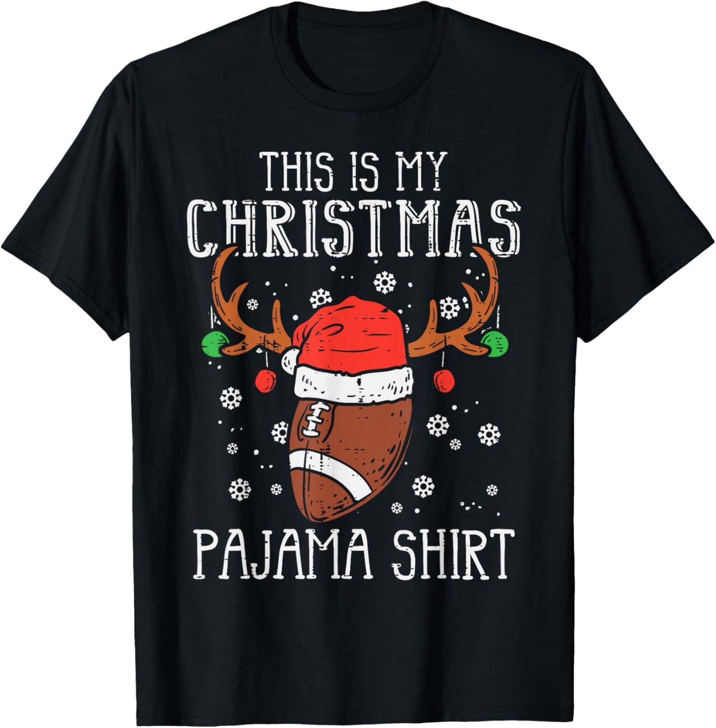This Is My Christmas Pajama Shirt Football Xmas Sports T-Shirt - T-Shirt | Black
