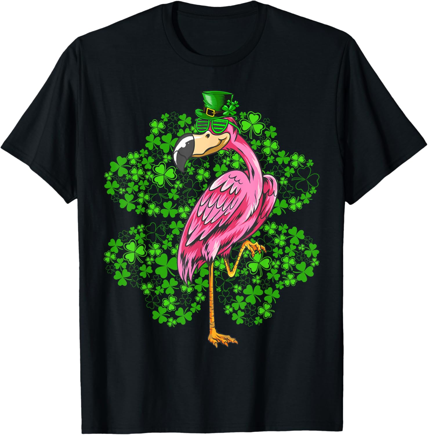 Flamingo Bird Lover Men Women Flamingo St Patrick's Day T-Shirt - T-Shirt | Black