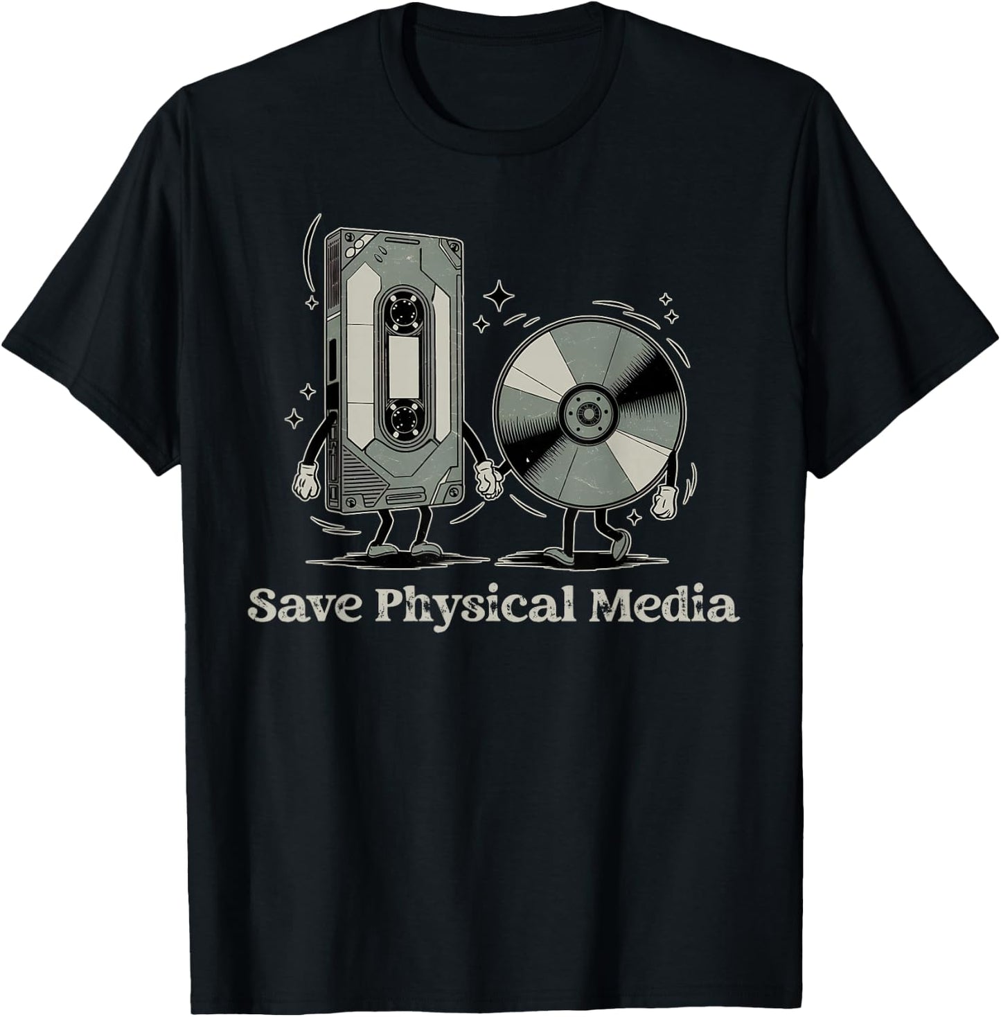Save Physical Media - VHS CD DVD Blu-ray Vinyl Record T-Shirt - T-Shirt | Black