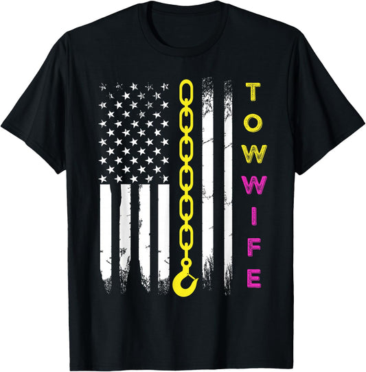 Tow Truck Driver Wife Girlfriend Tow Operator Wrecker T-Shirt - T-Shirt | Black