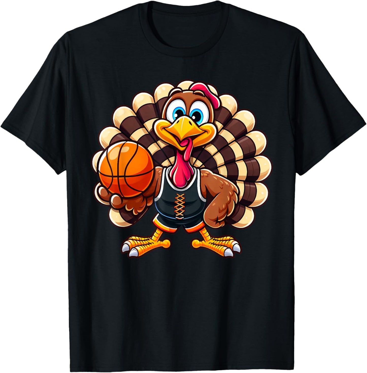 Cool Thanksgiving Basketball Gobble Player Turkey Basketball T-Shirt - T-Shirt | Black