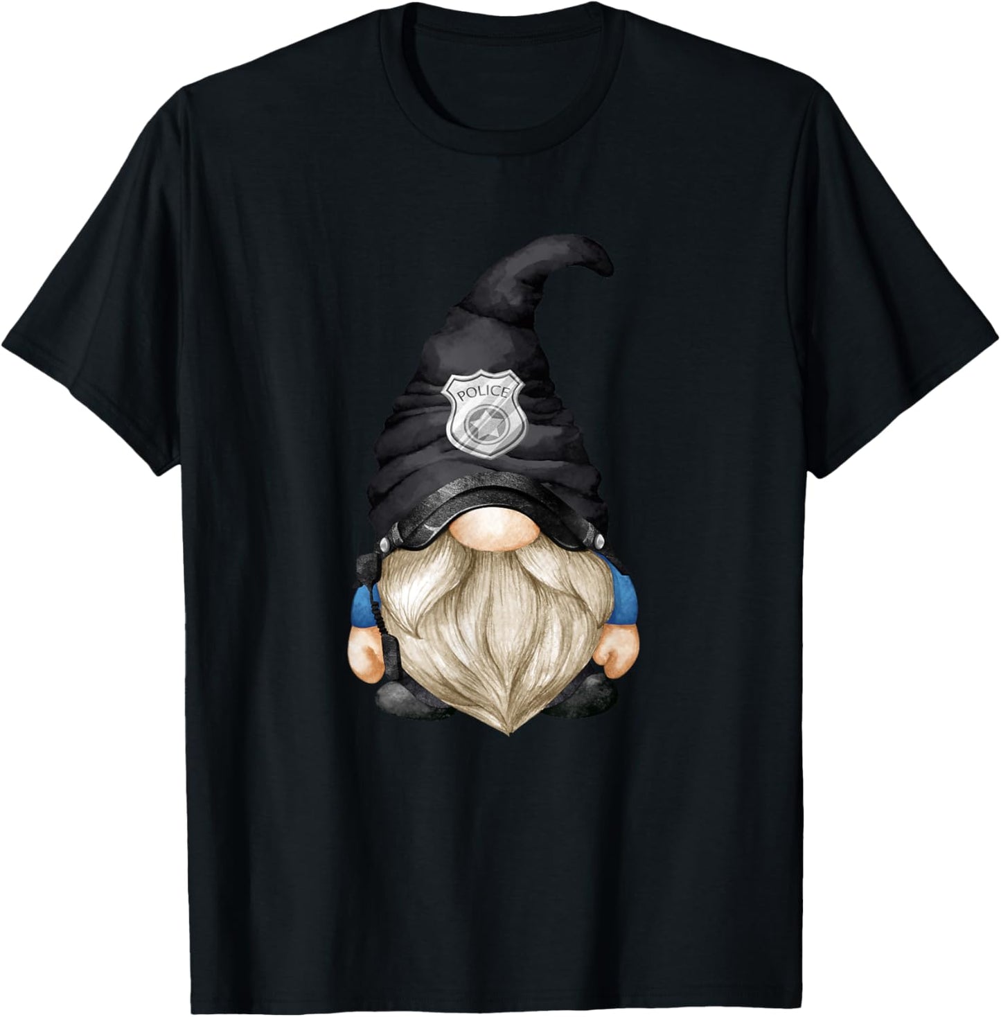 Policemen Gnome For Police Dad And Grandpa Police Office T-Shirt - T-Shirt | Black