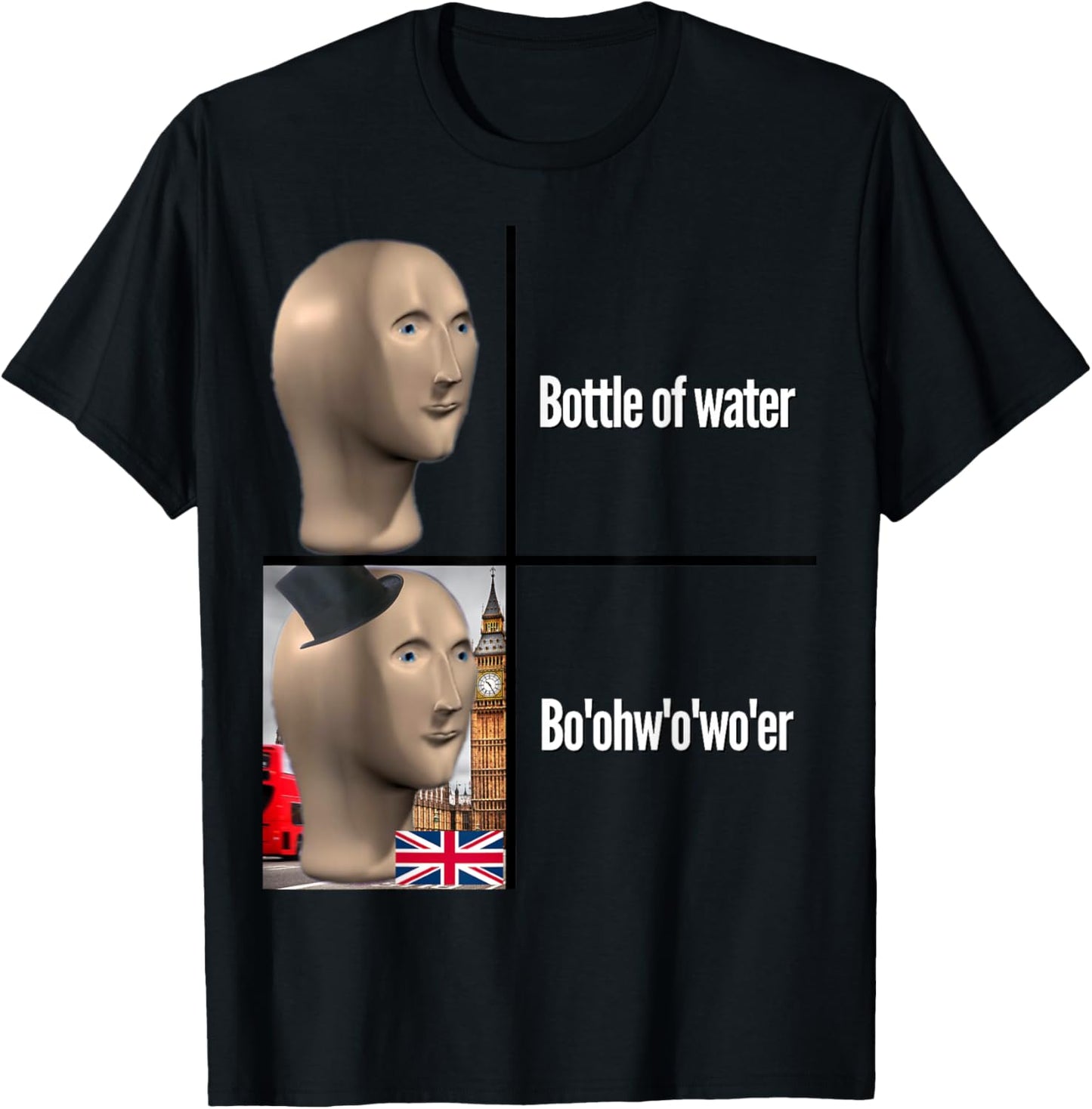 British People Accent Bottle of Water Dank Meme Boohwowoer T-Shirt - T-Shirt | Black