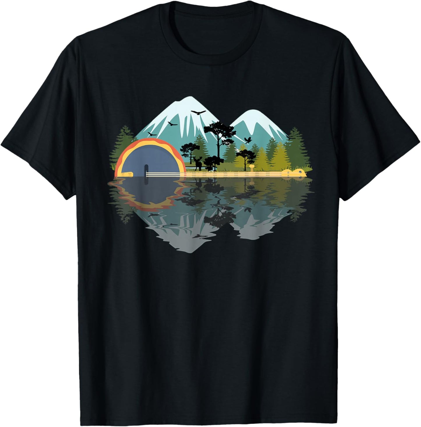 Banjo Music Bluegrass Mandolin Country Music Banjo Play T-Shirt - T-Shirt | Black