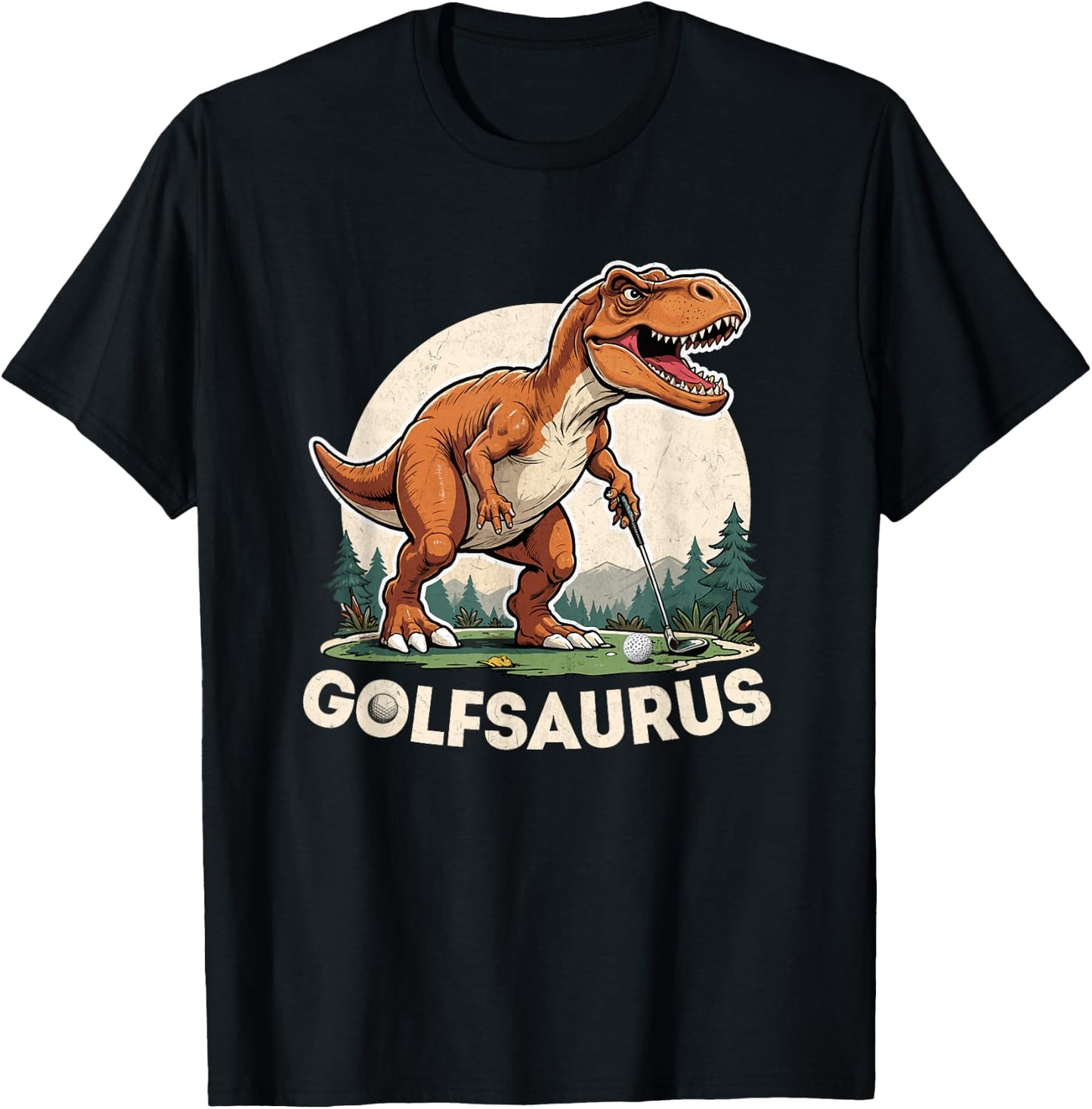 Golf Dinosaur Golfer T-Rex Playing Golf Dino Golfing T-Shirt - T-Shirt | Black
