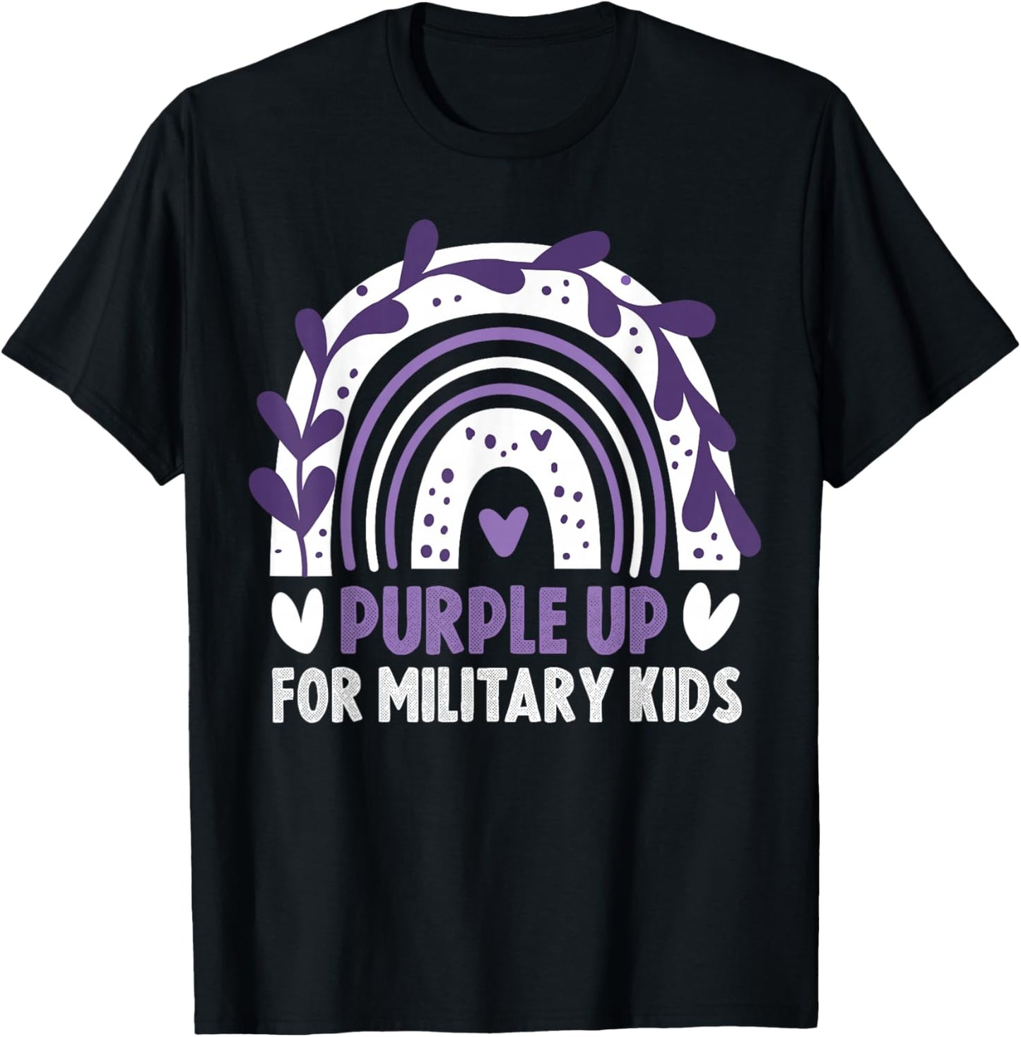 Purple Up for Military Kids Month Military Child Rainbow T-Shirt - T-Shirt | Black