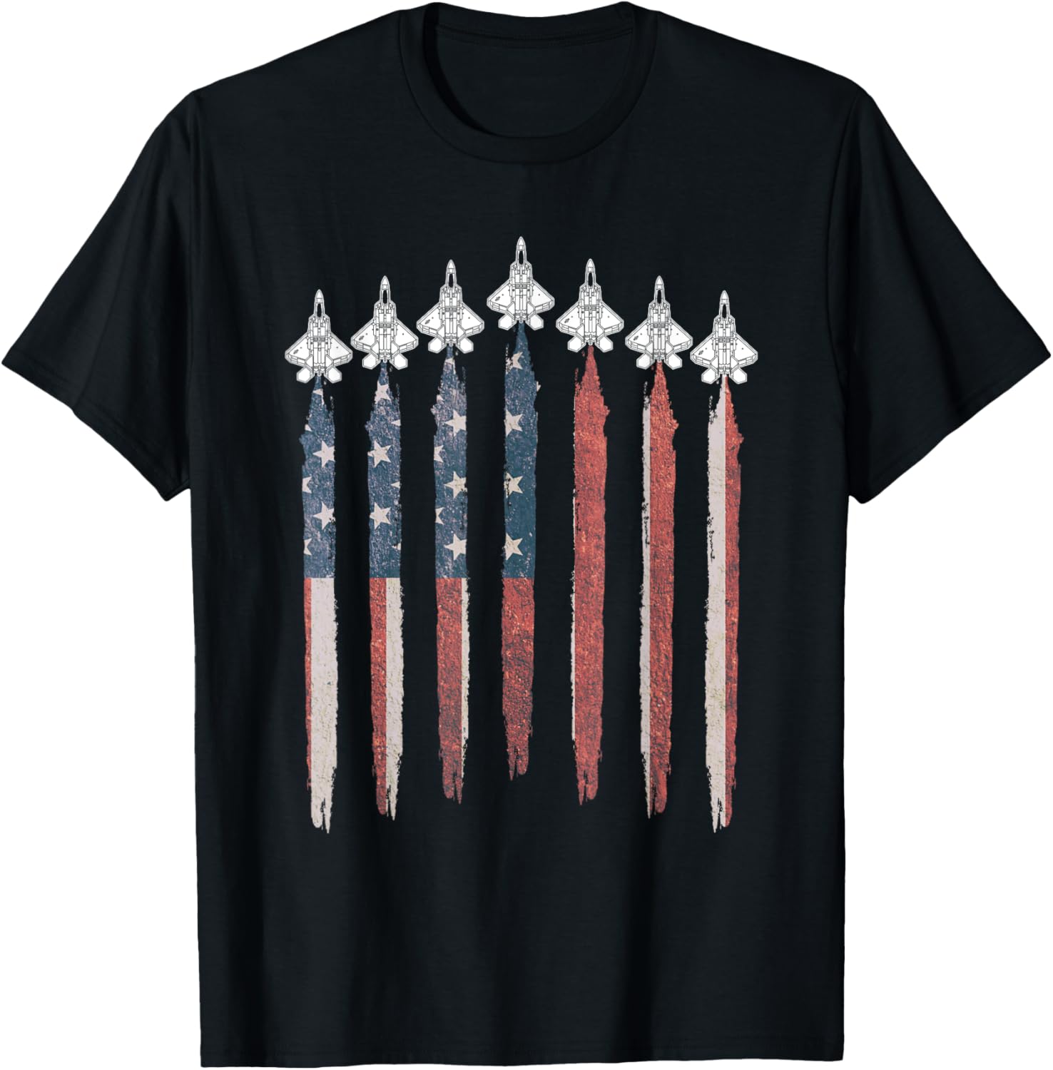 THE SALTY VETERAN F22 Raptor Fighter Jet USA Flag Airplane F-22 4th Of July Men's Black T-Shirt - T-Shirt | Black
