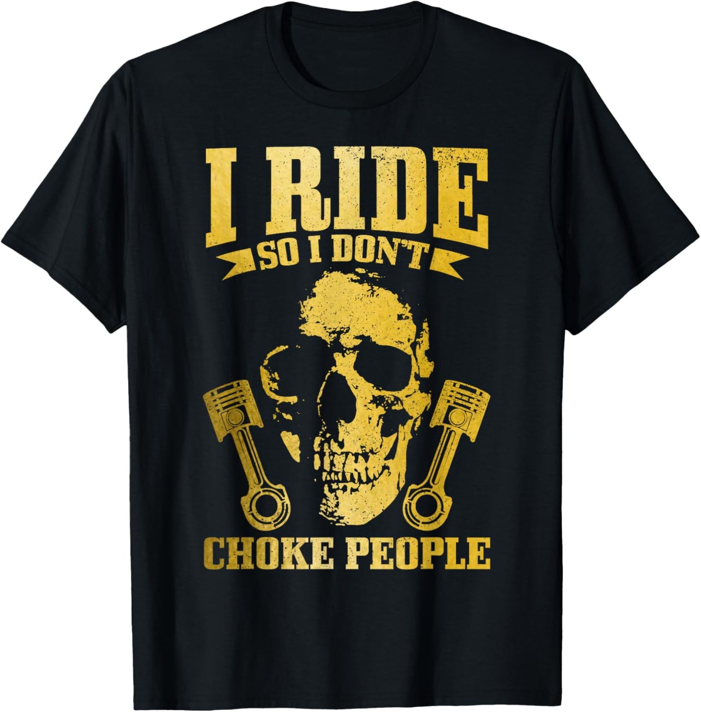 Biker Vintage Skull Motorcycle Funny Biker T-Shirt - T-Shirt | Black
