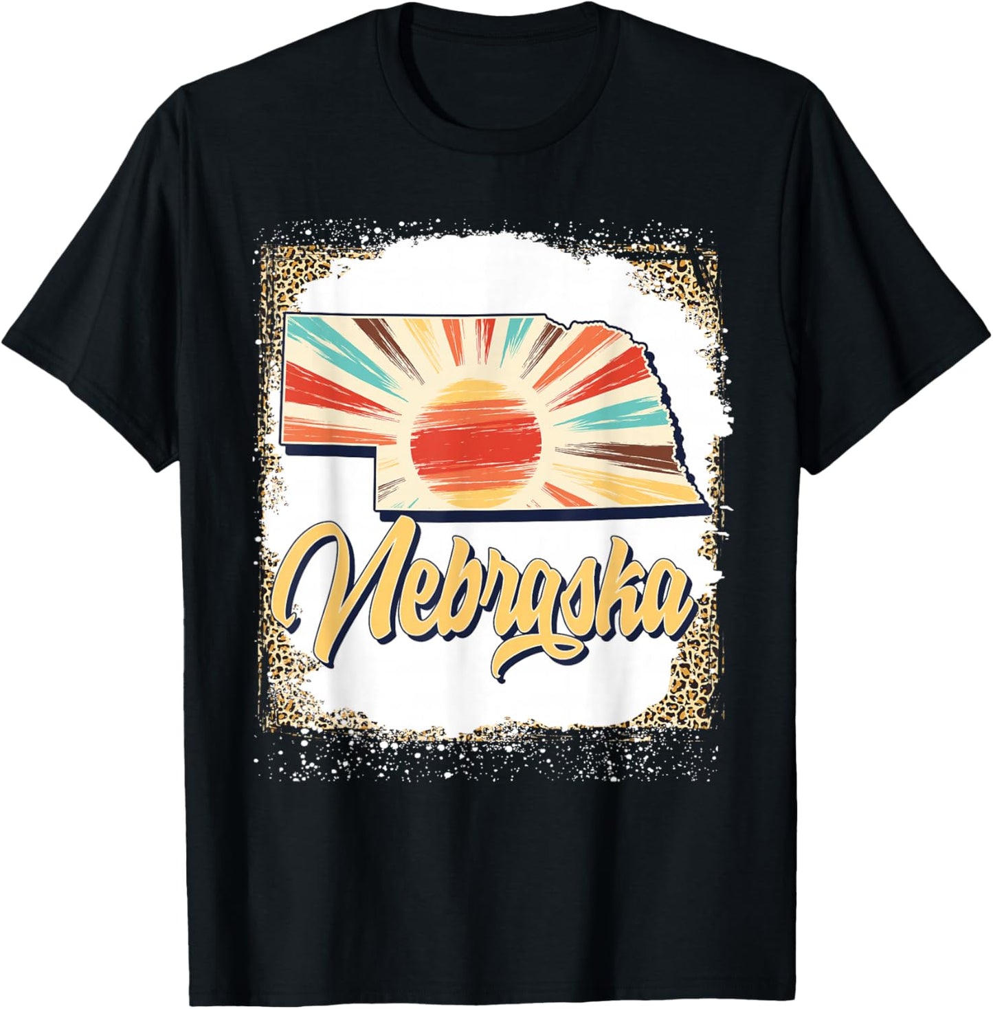 Vintage USA Nebraska State Map Flag Souvenir Men Women Kids T-Shirt - T-Shirt | Black